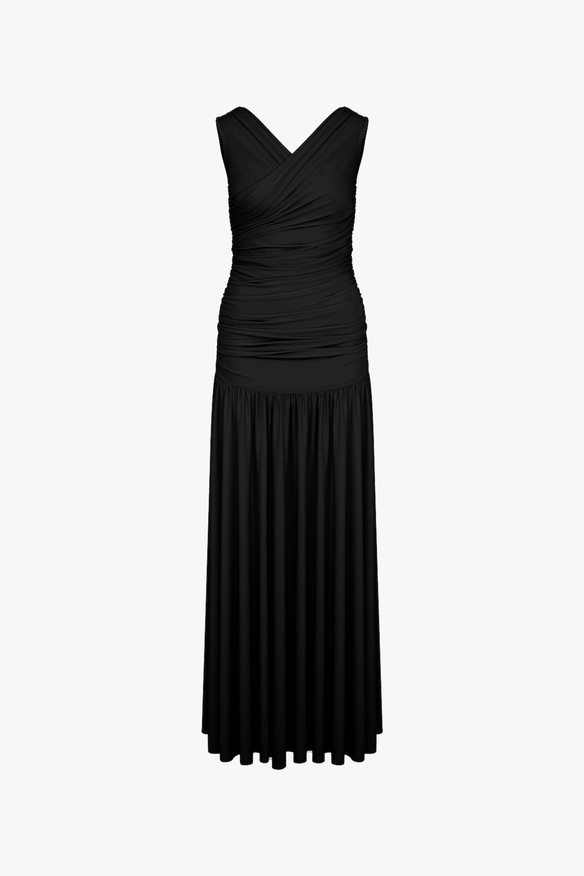 Purley Jersey Long Dress In Black made by Nazli Ceren