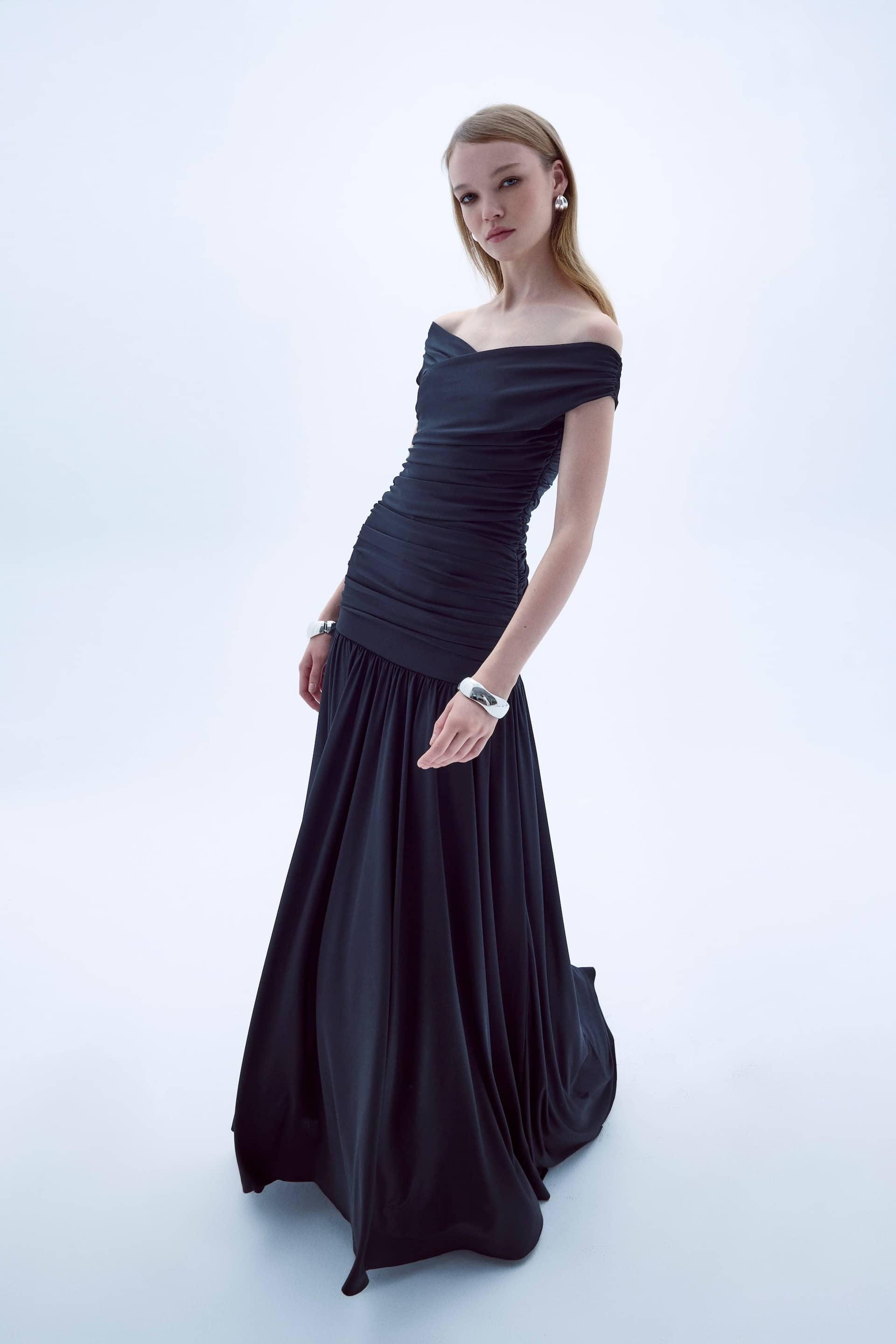 Purley Jersey Long Dress In Black made by Nazli Ceren