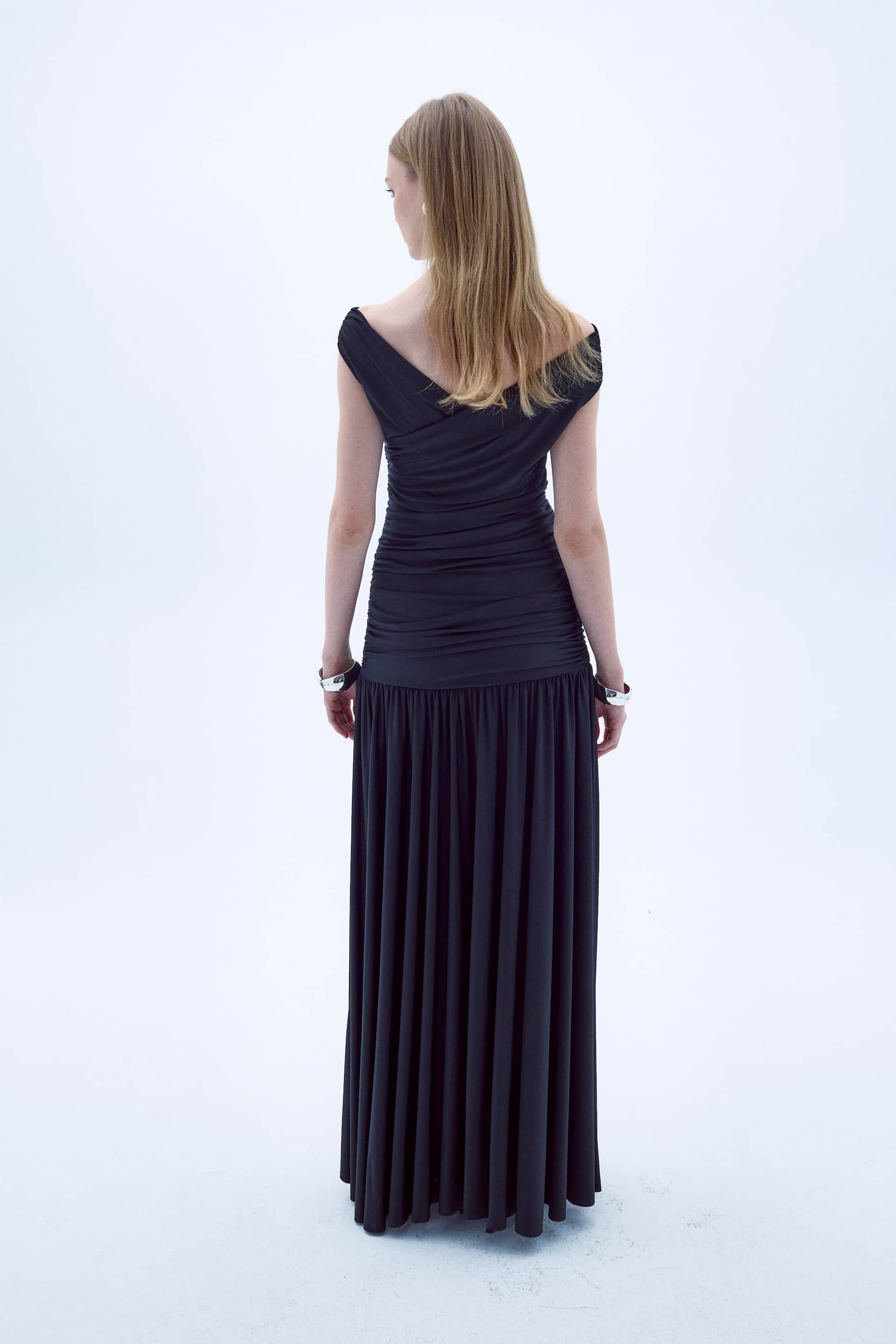 Purley Jersey Long Dress In Black made by Nazli Ceren