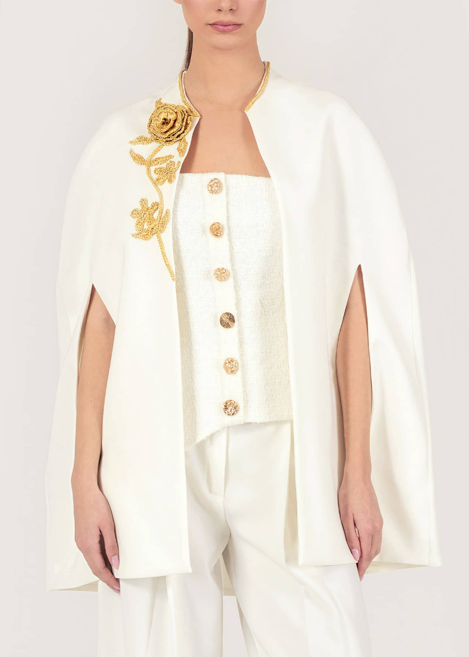 Crepe wide-leg pants in white made by Monika Dimova