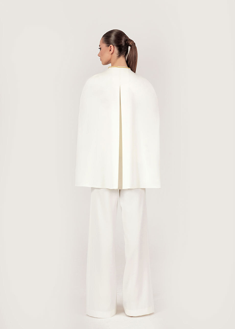 Crepe wide-leg pants in white made by Monika Dimova