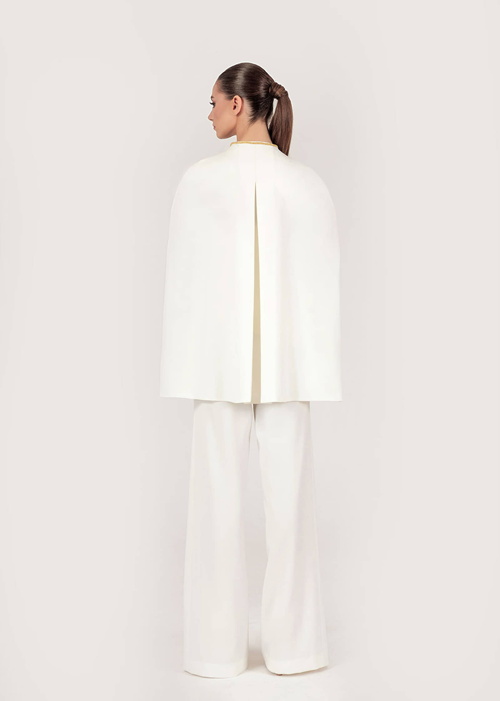 Crepe wide-leg pants in white made by Monika Dimova