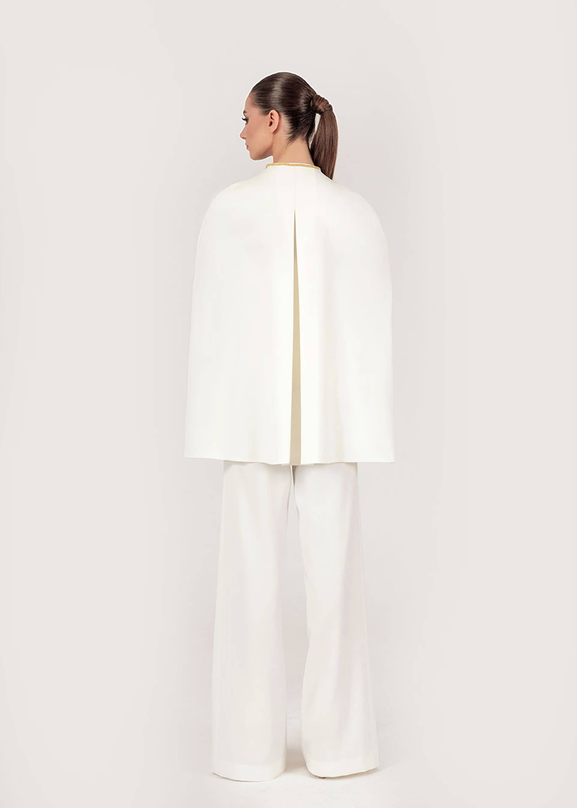 Crepe wide-leg pants in white made by Monika Dimova