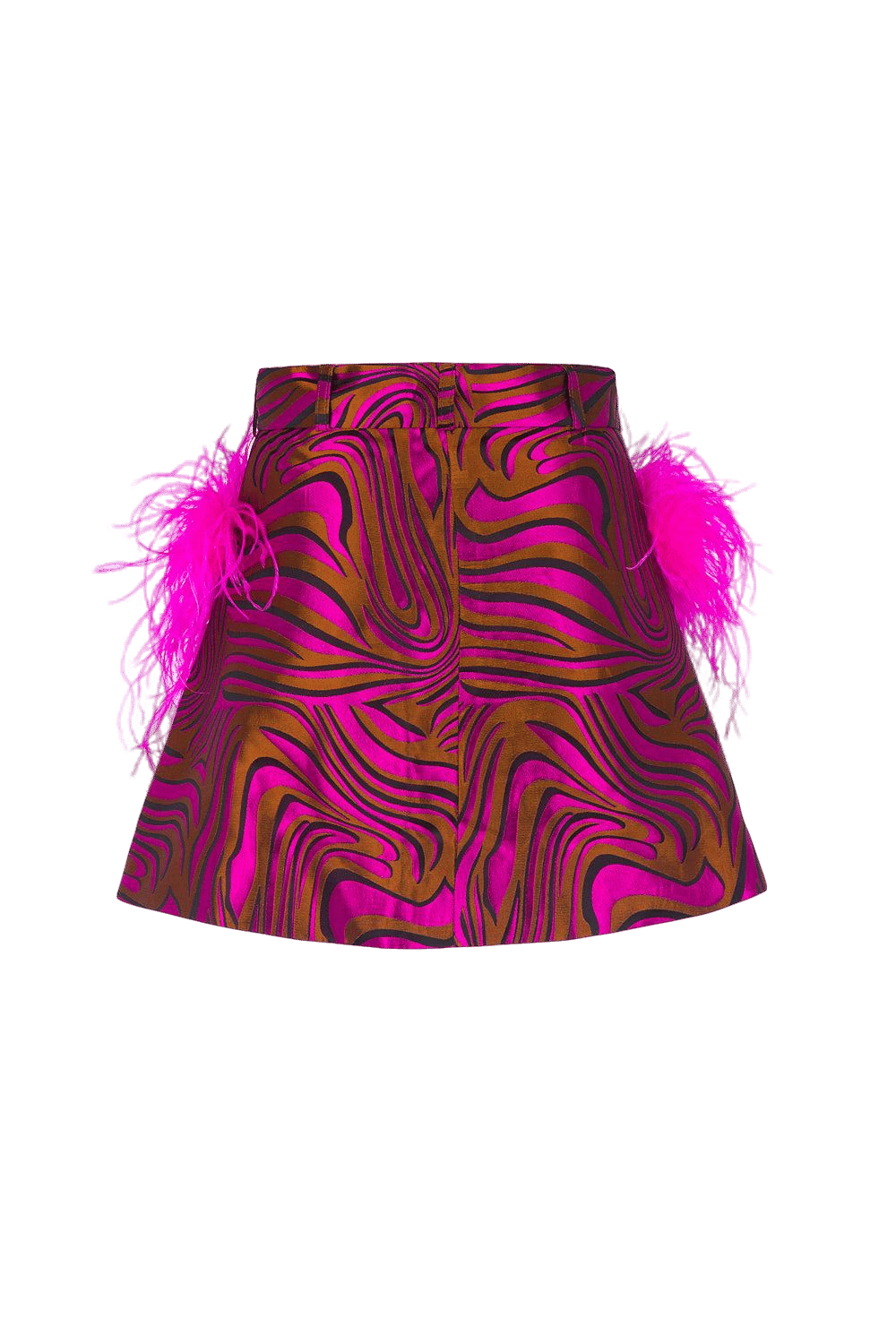 Raspberry Printed Mini Skirt With Feathers made by ANDREEVA