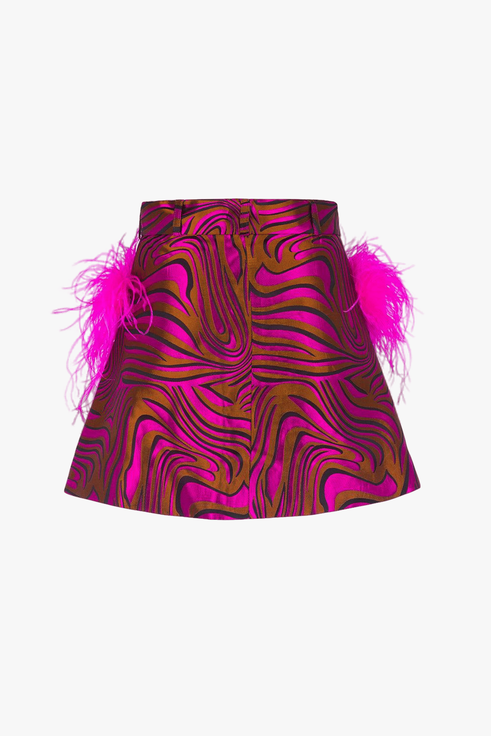 Raspberry Printed Mini Skirt With Feathers made by ANDREEVA