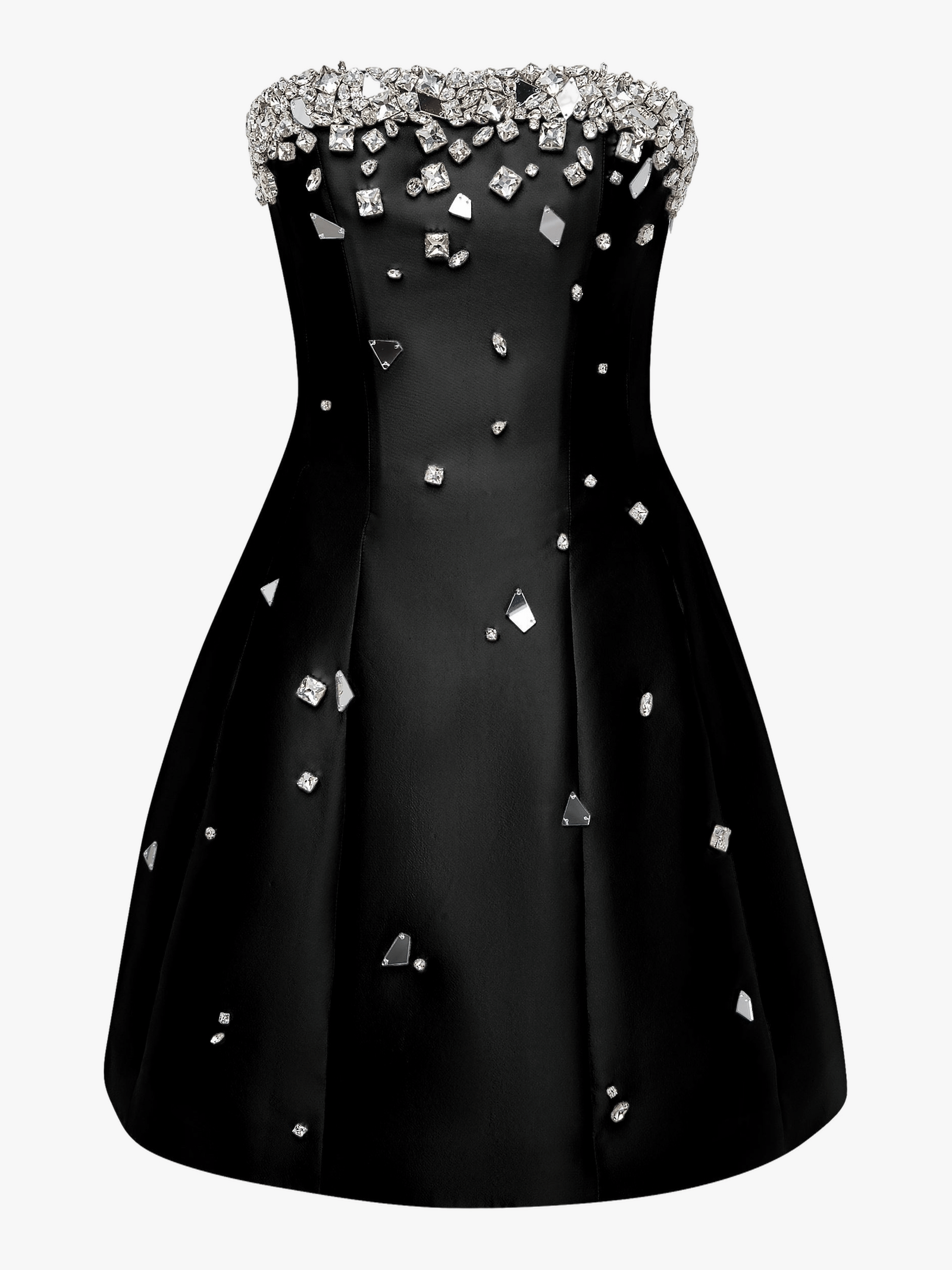 Crystal-Embellished Mini Dress in Black made by NDS The Label
