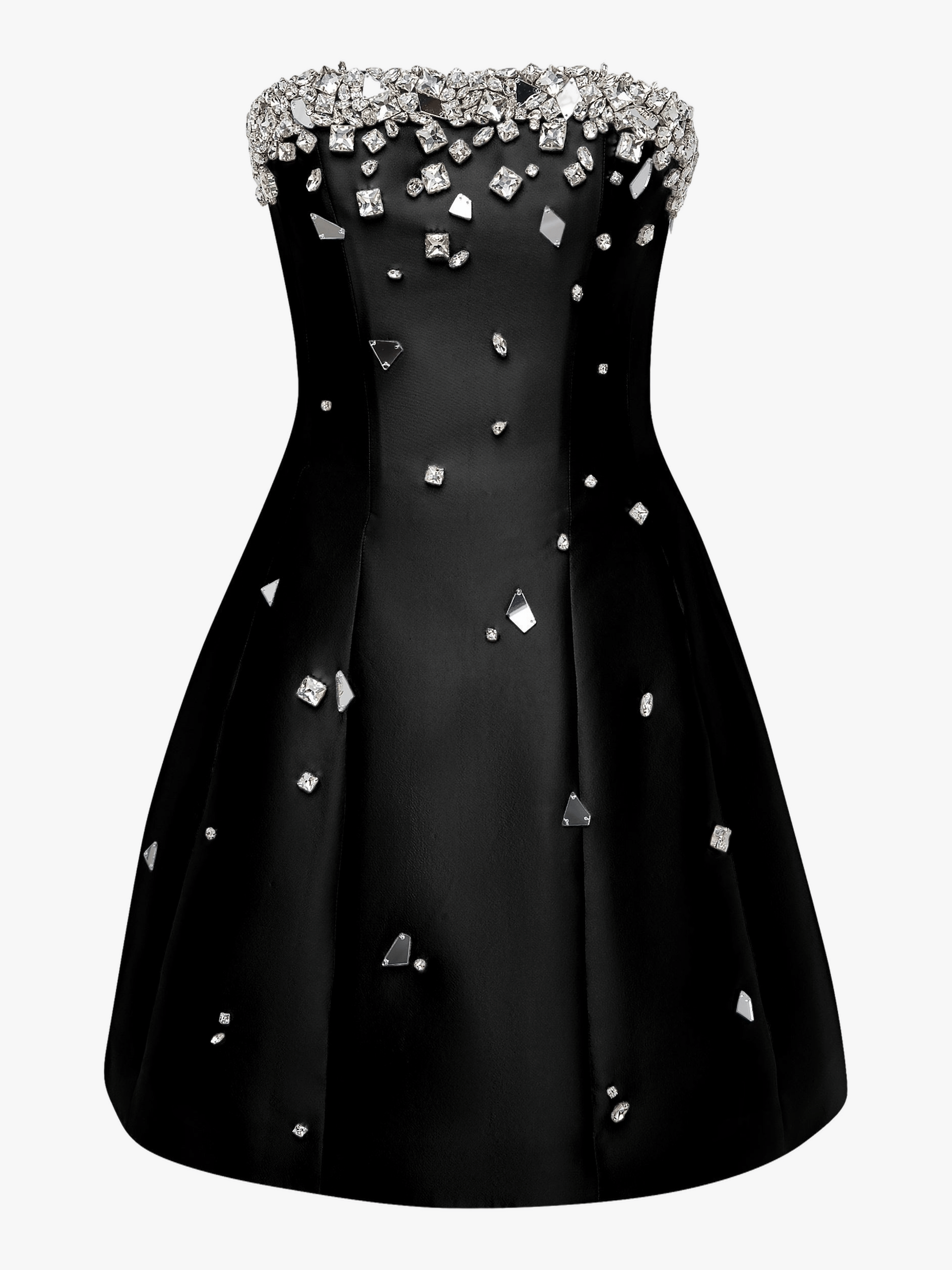 Crystal-Embellished Mini Dress in Black made by NDS The Label