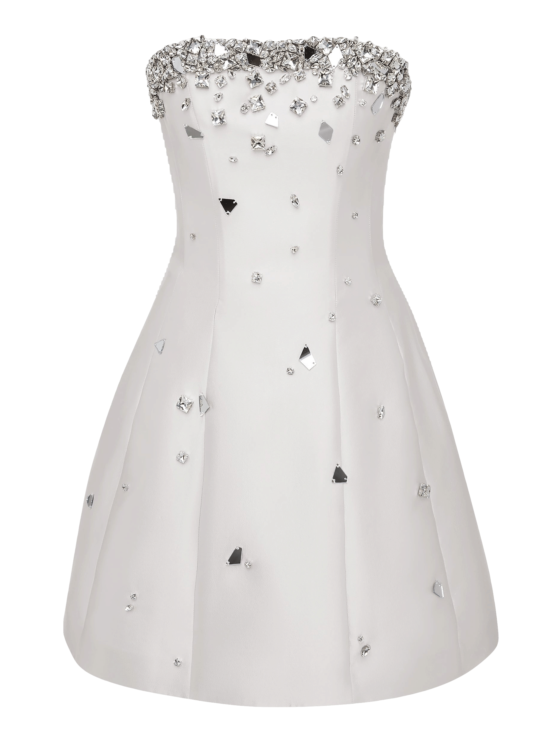 Crystal-Embellished Mini Dress in White made by NDS The Label