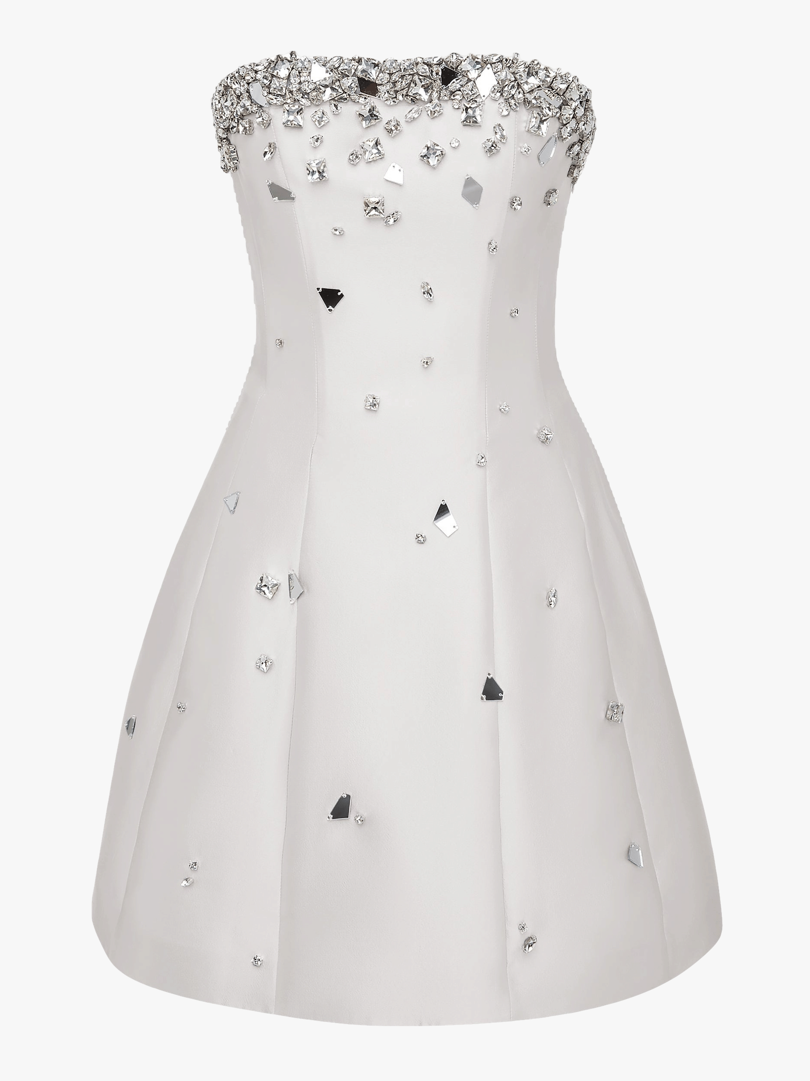 Crystal-Embellished Mini Dress in White made by NDS The Label