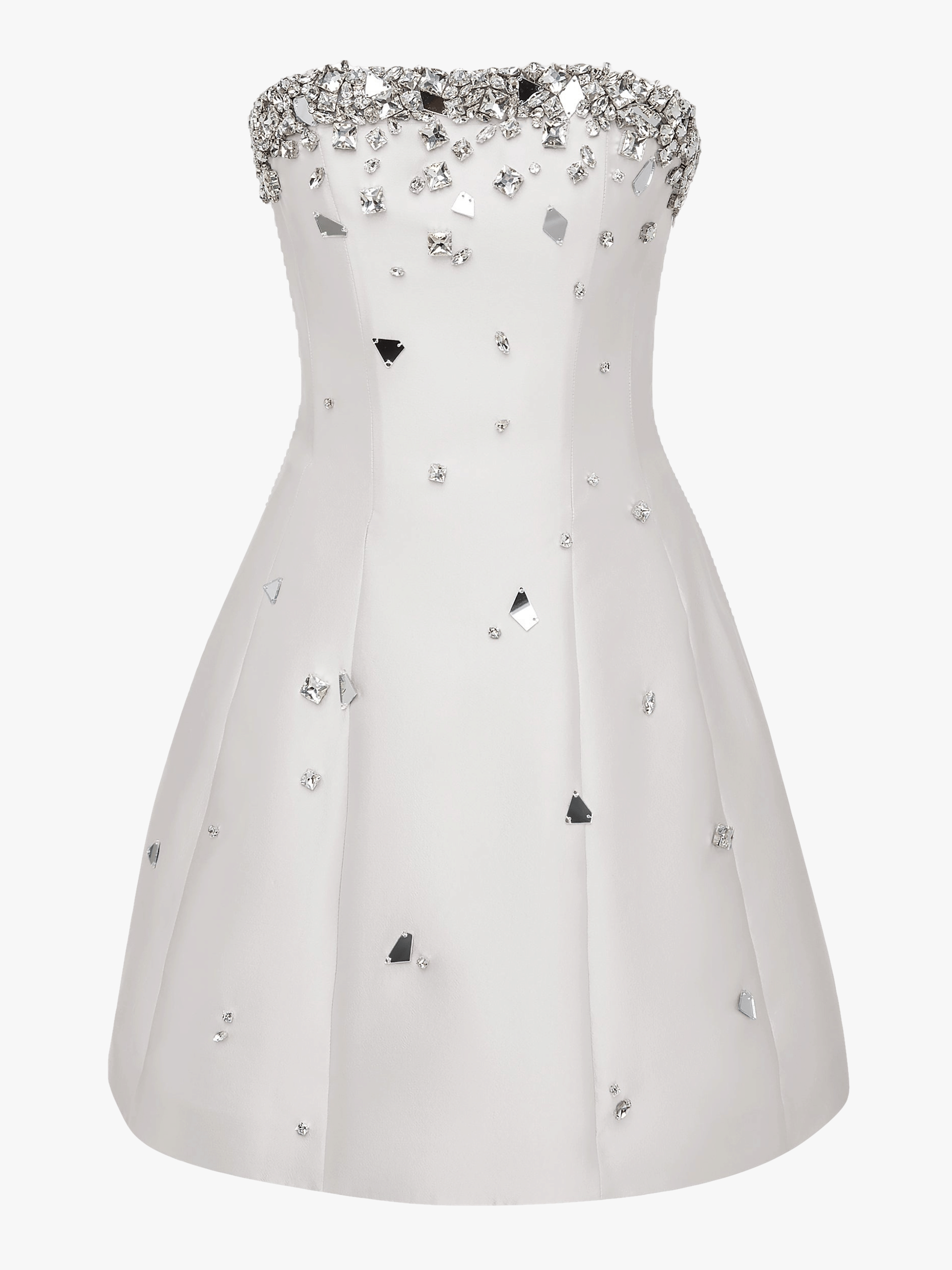 Crystal-Embellished Mini Dress in White made by NDS The Label