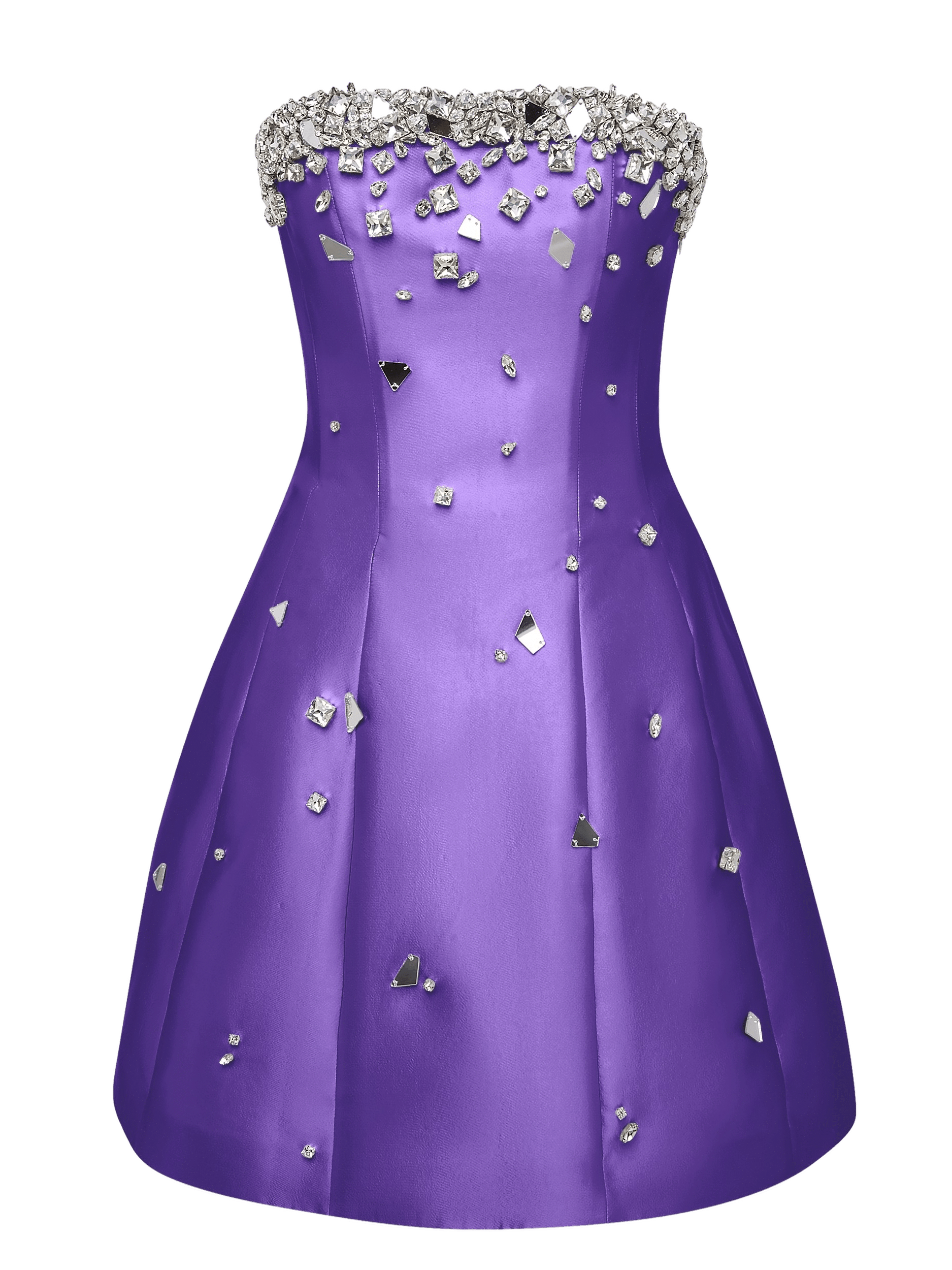 Crystal-Embellished Mini Dress in Purple made by NDS The Label