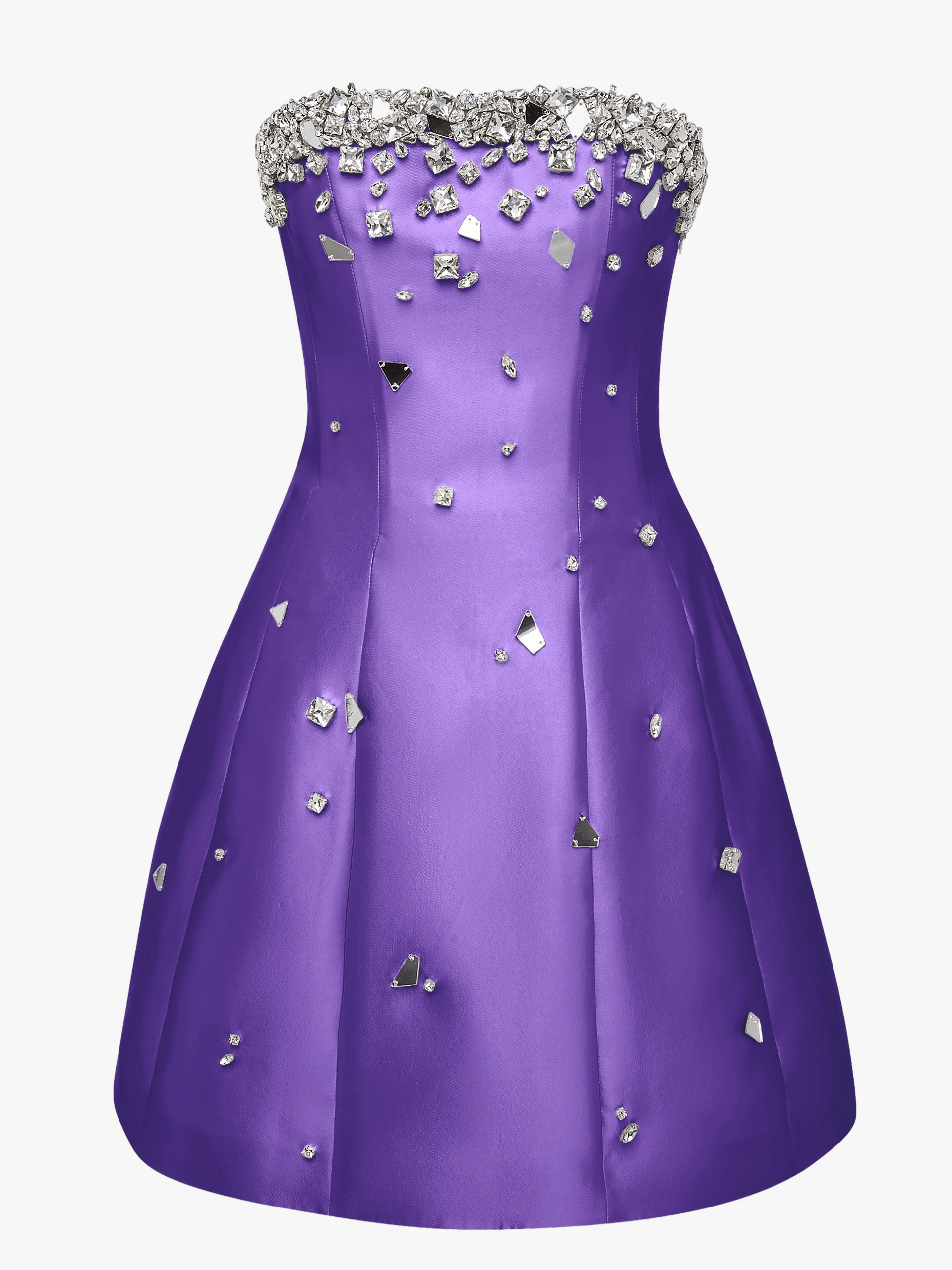 Crystal-Embellished Mini Dress in Purple made by NDS The Label