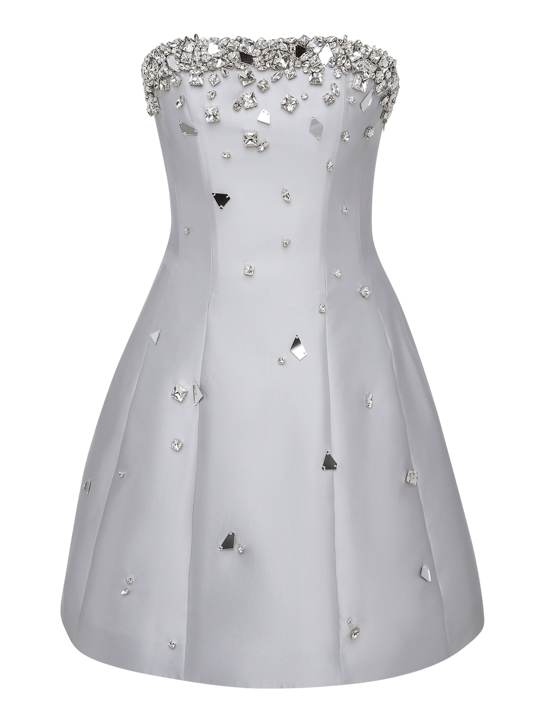 Crystal-Embellished Mini Dress in Grey made by NDS The Label