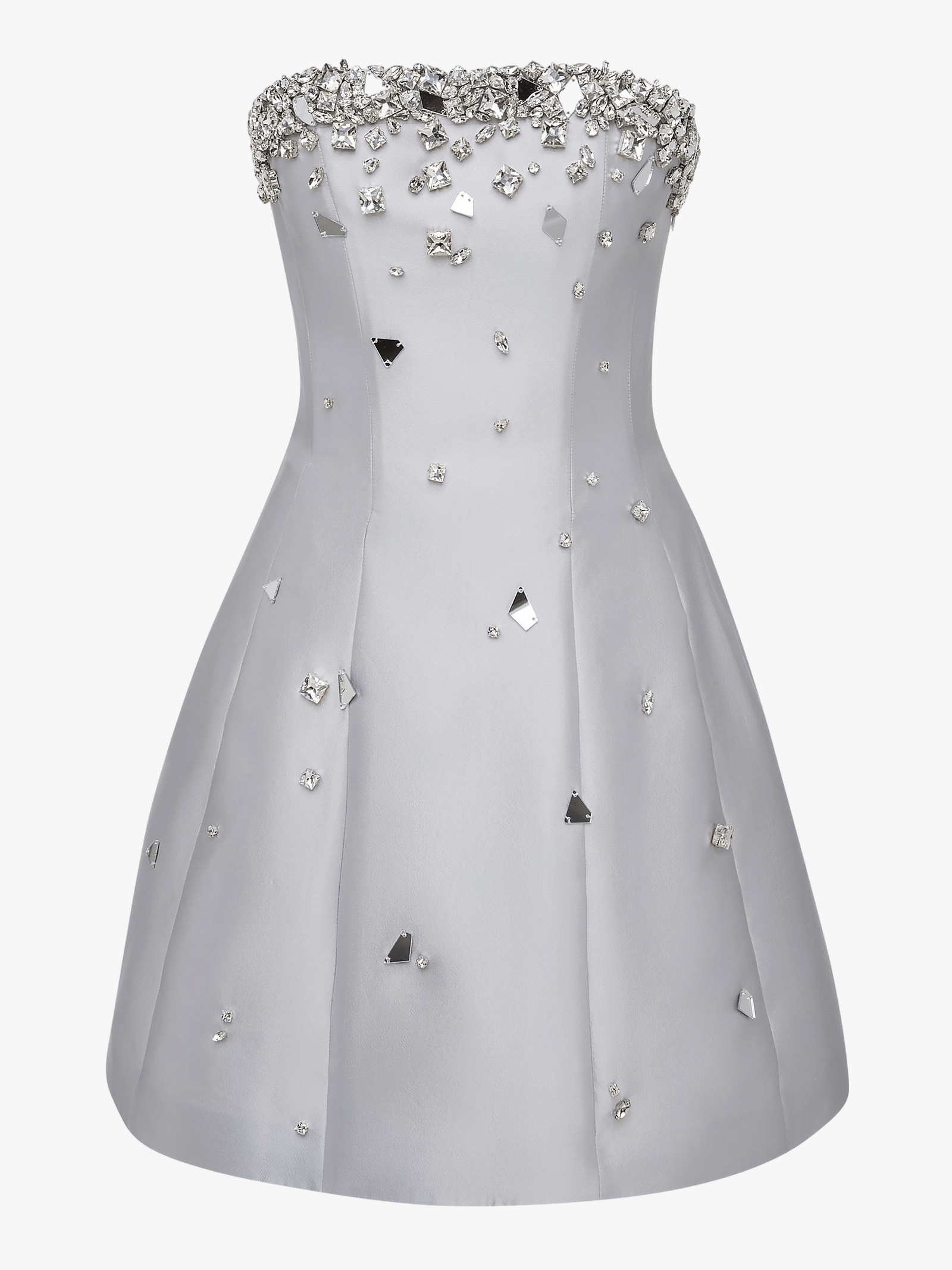 Crystal-Embellished Mini Dress in Grey made by NDS The Label