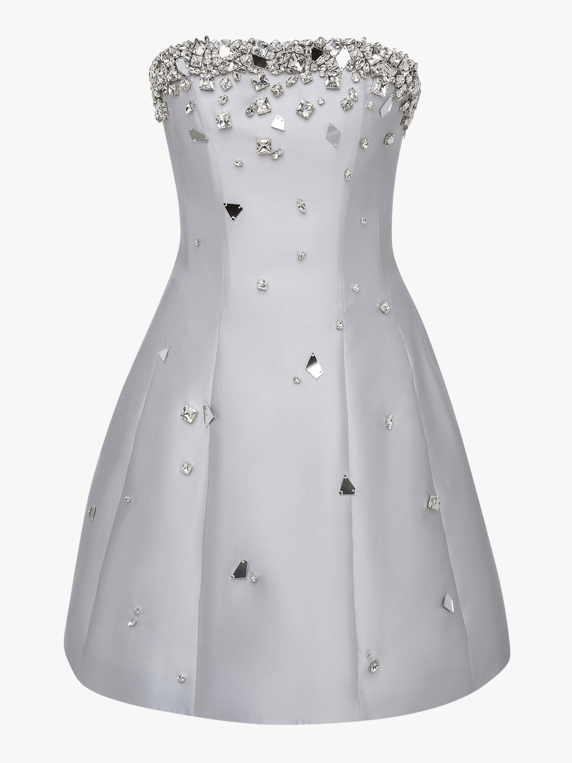 Crystal-Embellished Mini Dress in Grey made by NDS The Label