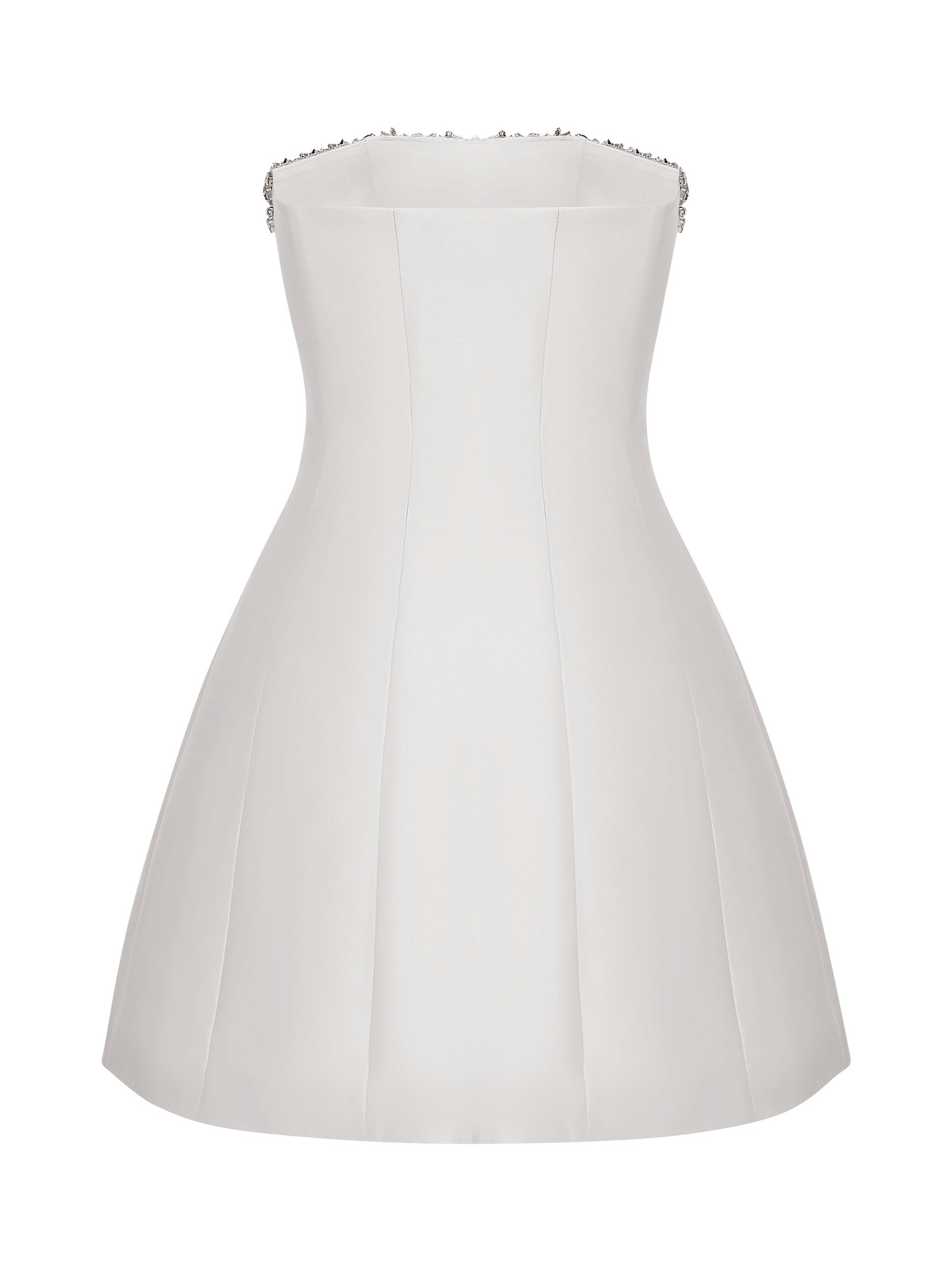 Crystal-Embellished Mini Dress in White made by NDS The Label