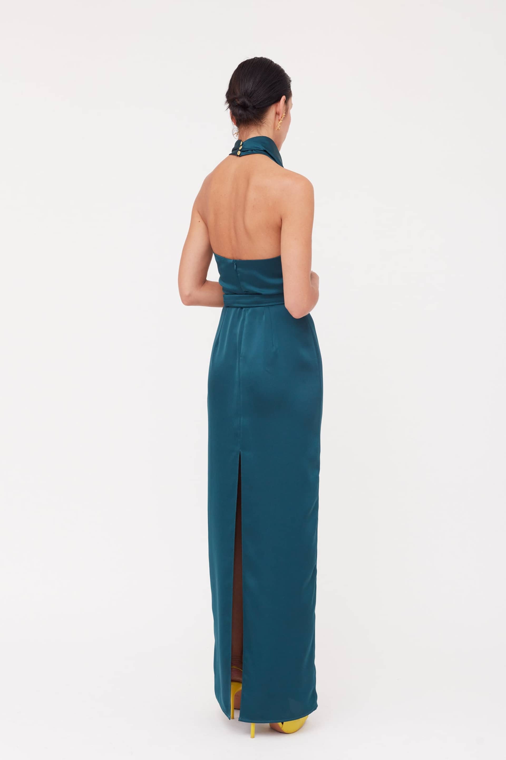 CASANDRA Blue Maxi Evening Dress With Cowl Neck made by UNDRESS