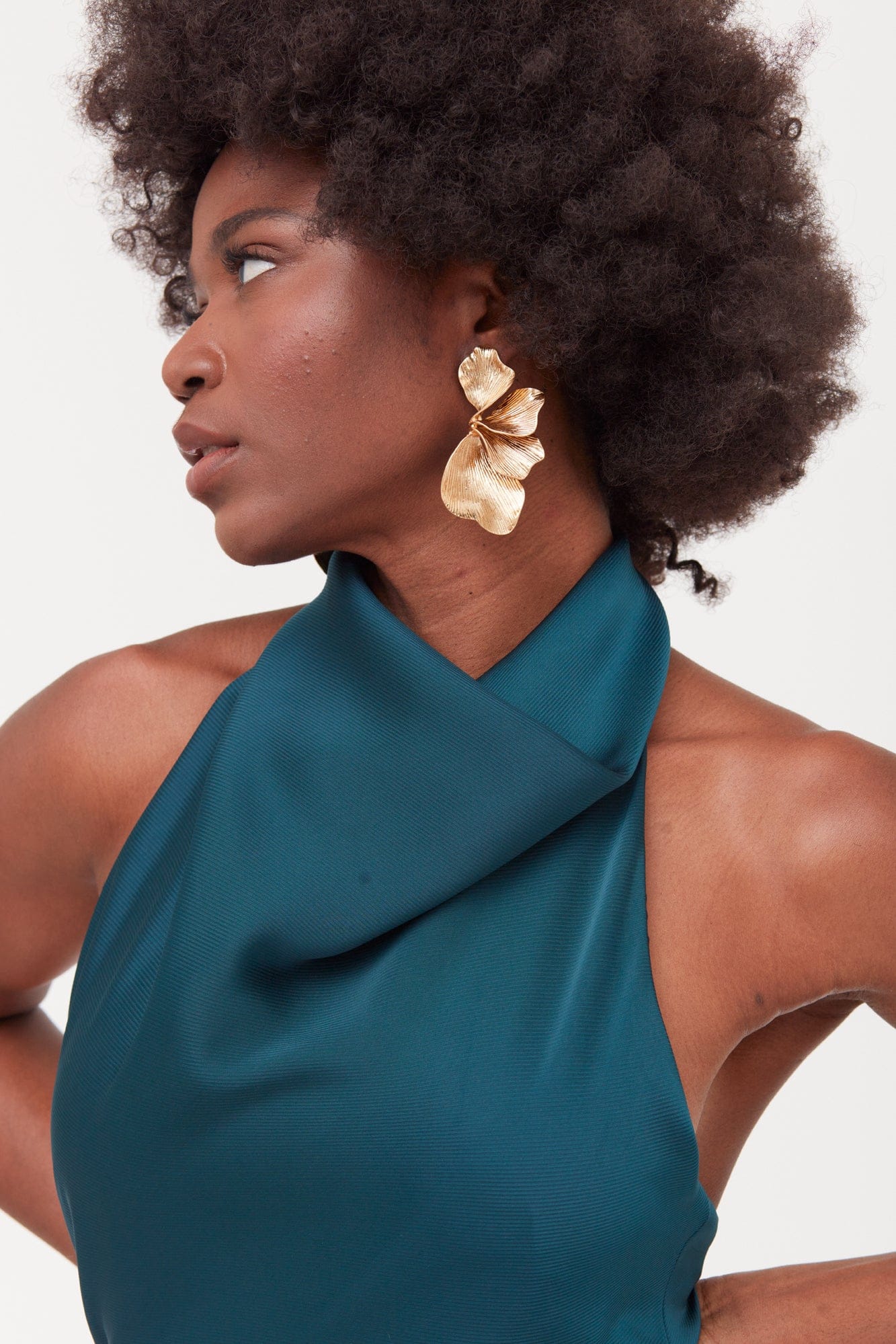 CASANDRA Blue Maxi Evening Dress With Cowl Neck made by UNDRESS