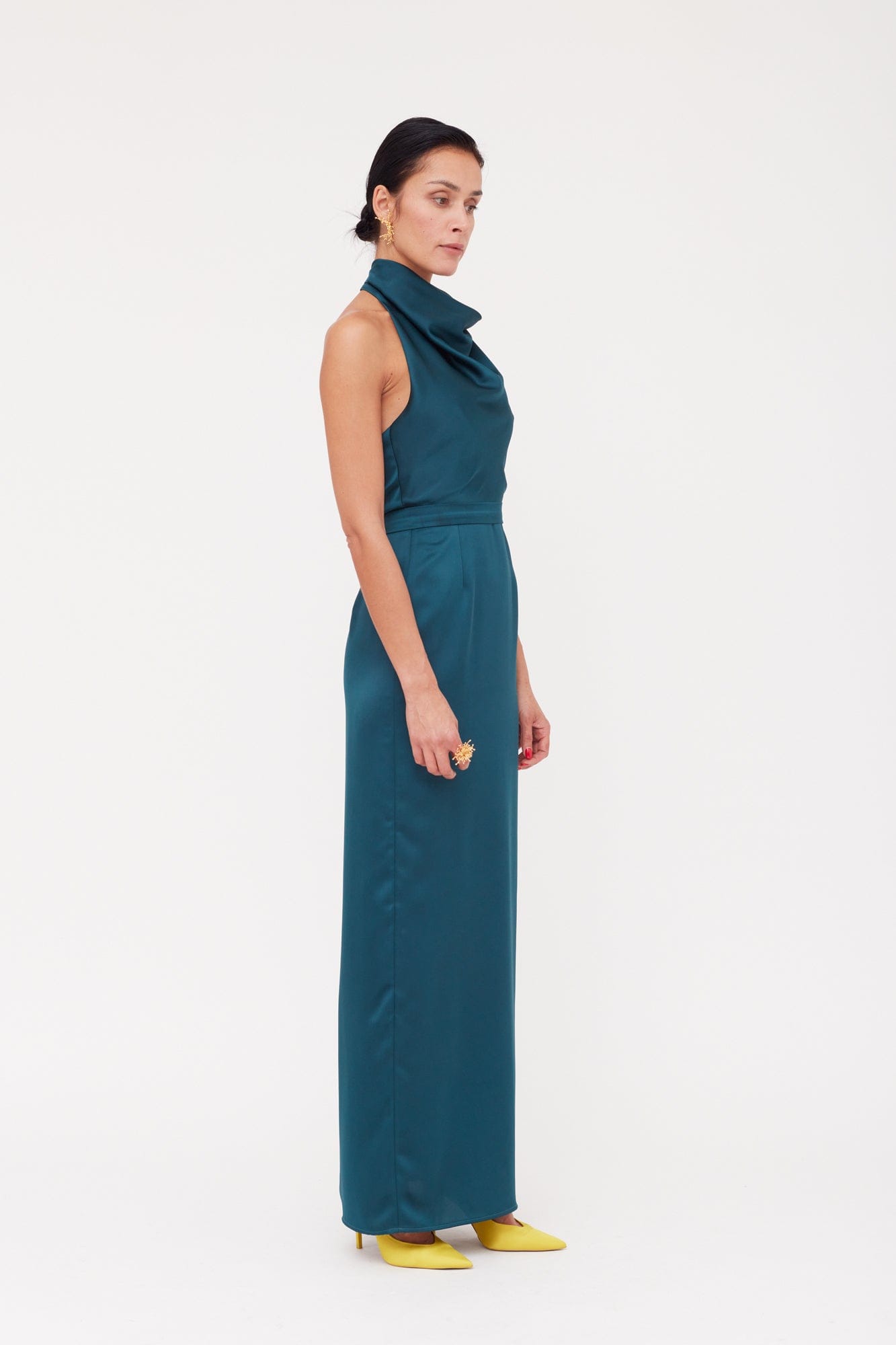 CASANDRA Blue Maxi Evening Dress With Cowl Neck made by UNDRESS