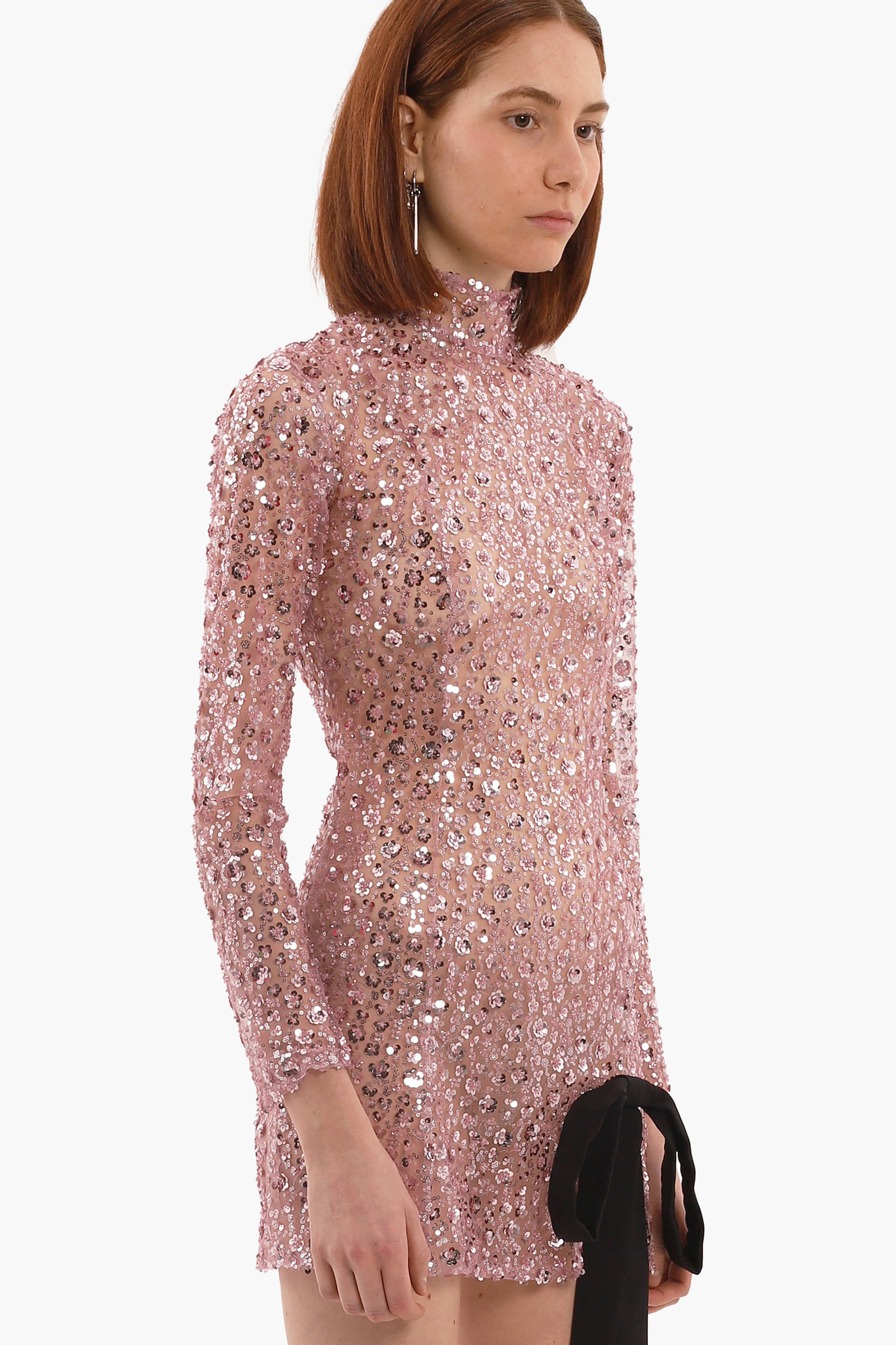 Pink sequin embroidered tulle mini dress made by Compte Spain