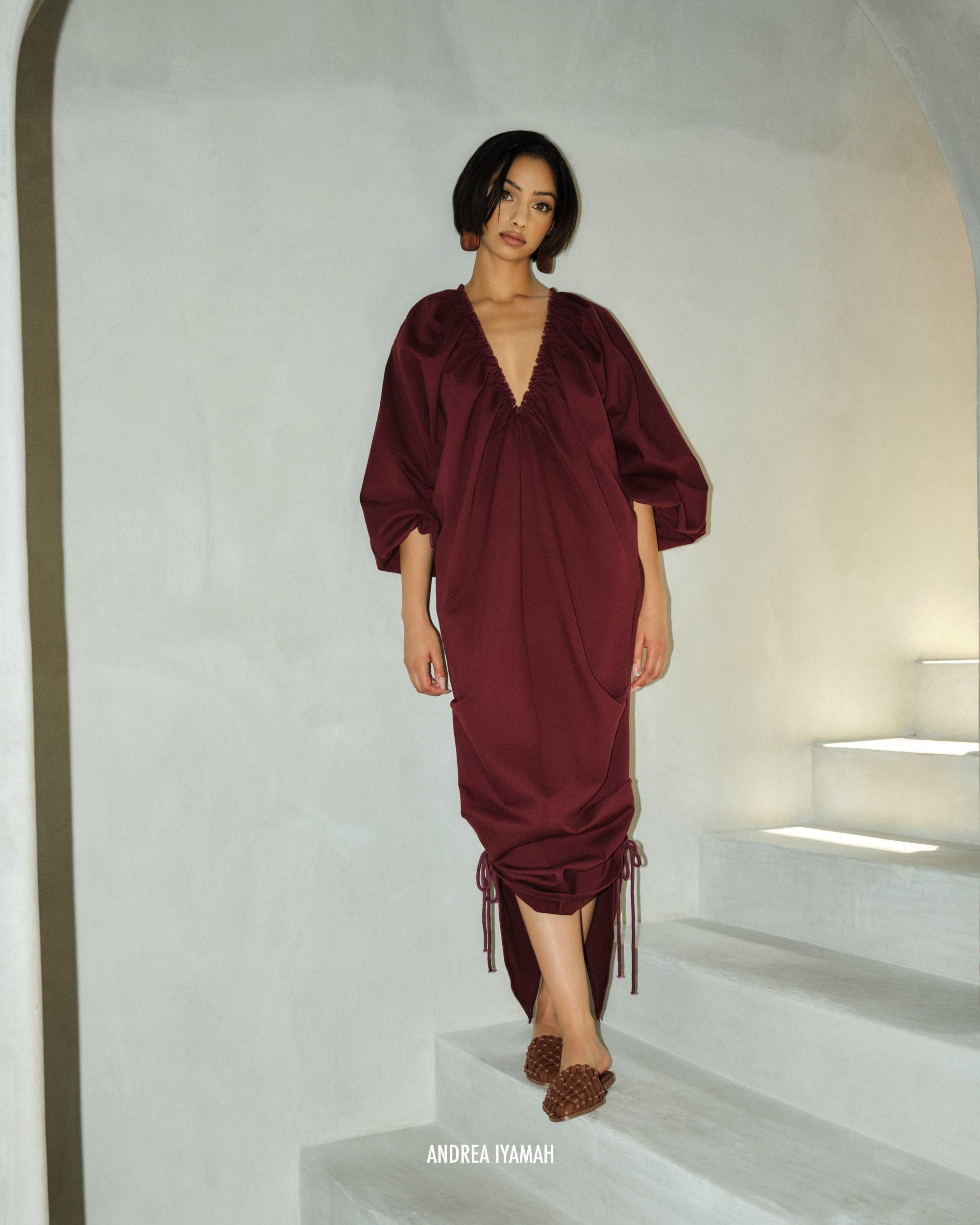 META MAXI DRESS - DARK PLUM made by Andrea Iyamah