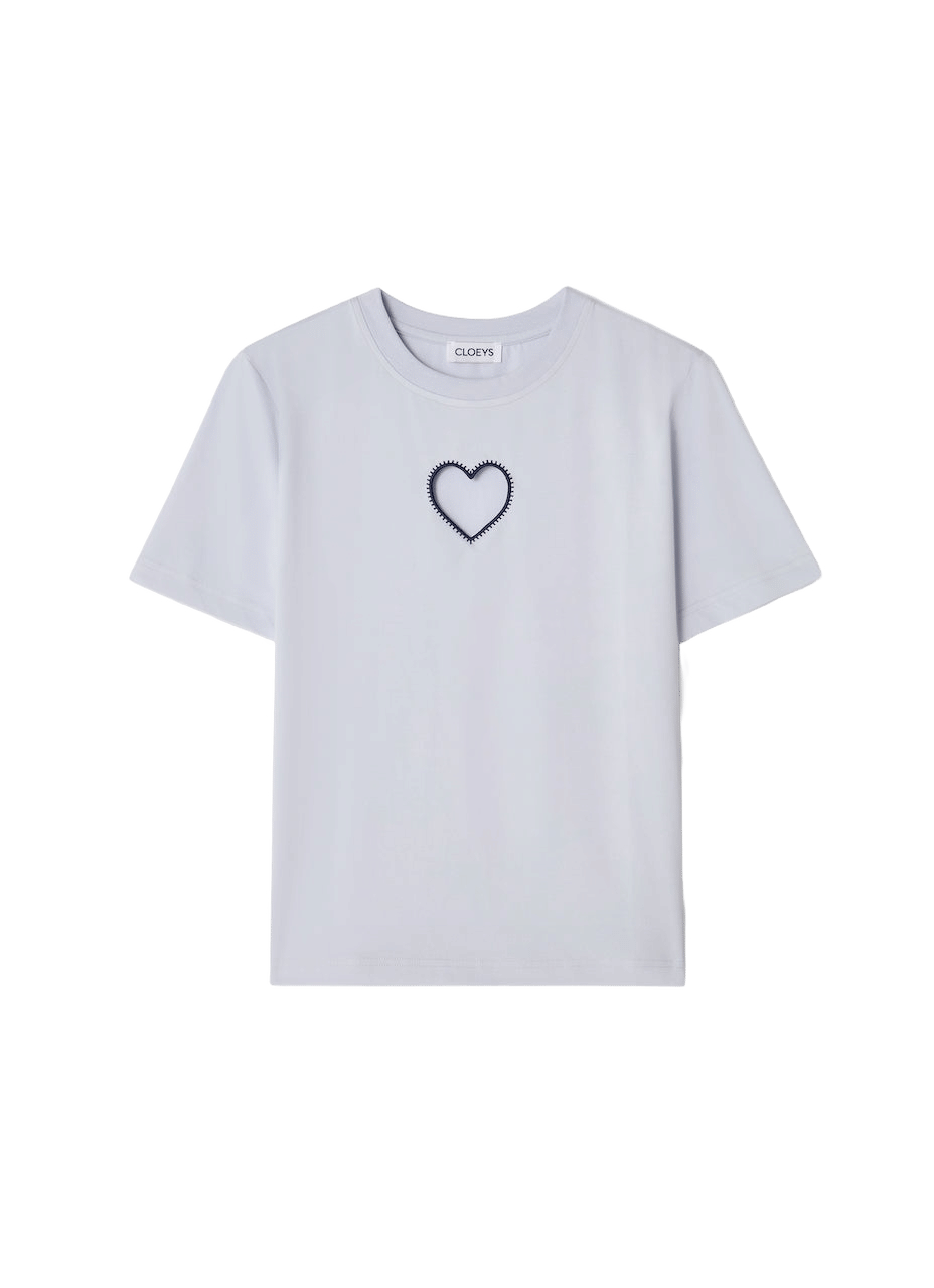Heart T-shirt Blue made by CLOEYS