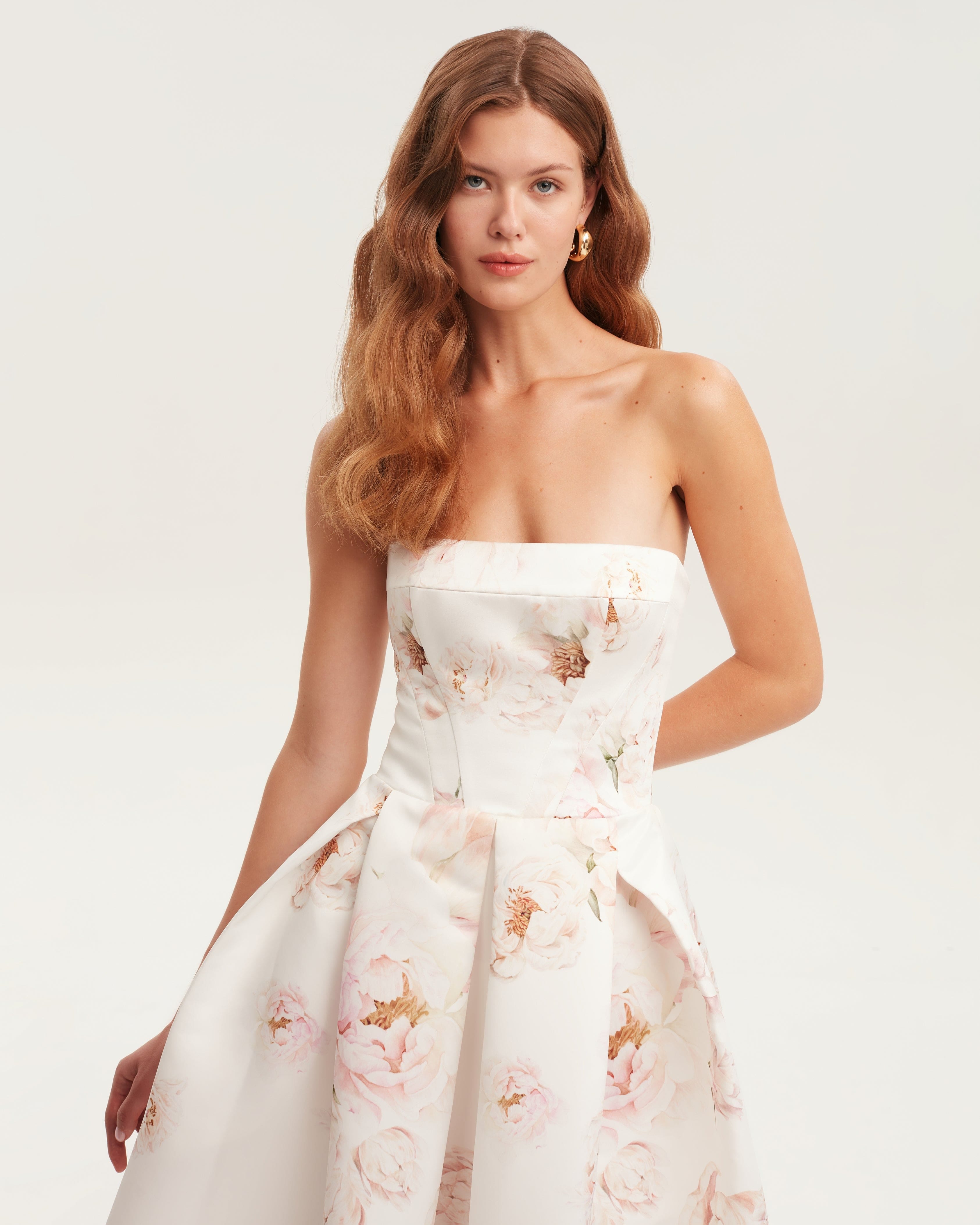Pink peony corset midi dress, Garden of Eden made by Milla