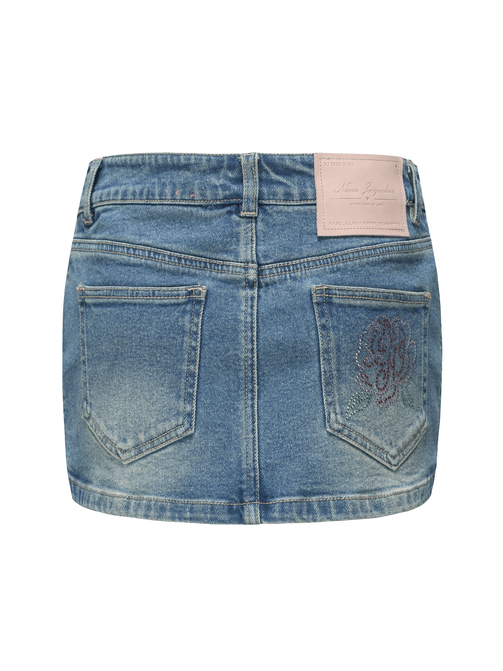 Chloe Rose Denim Mini Skirt in Blue made by Nana Jacqueline