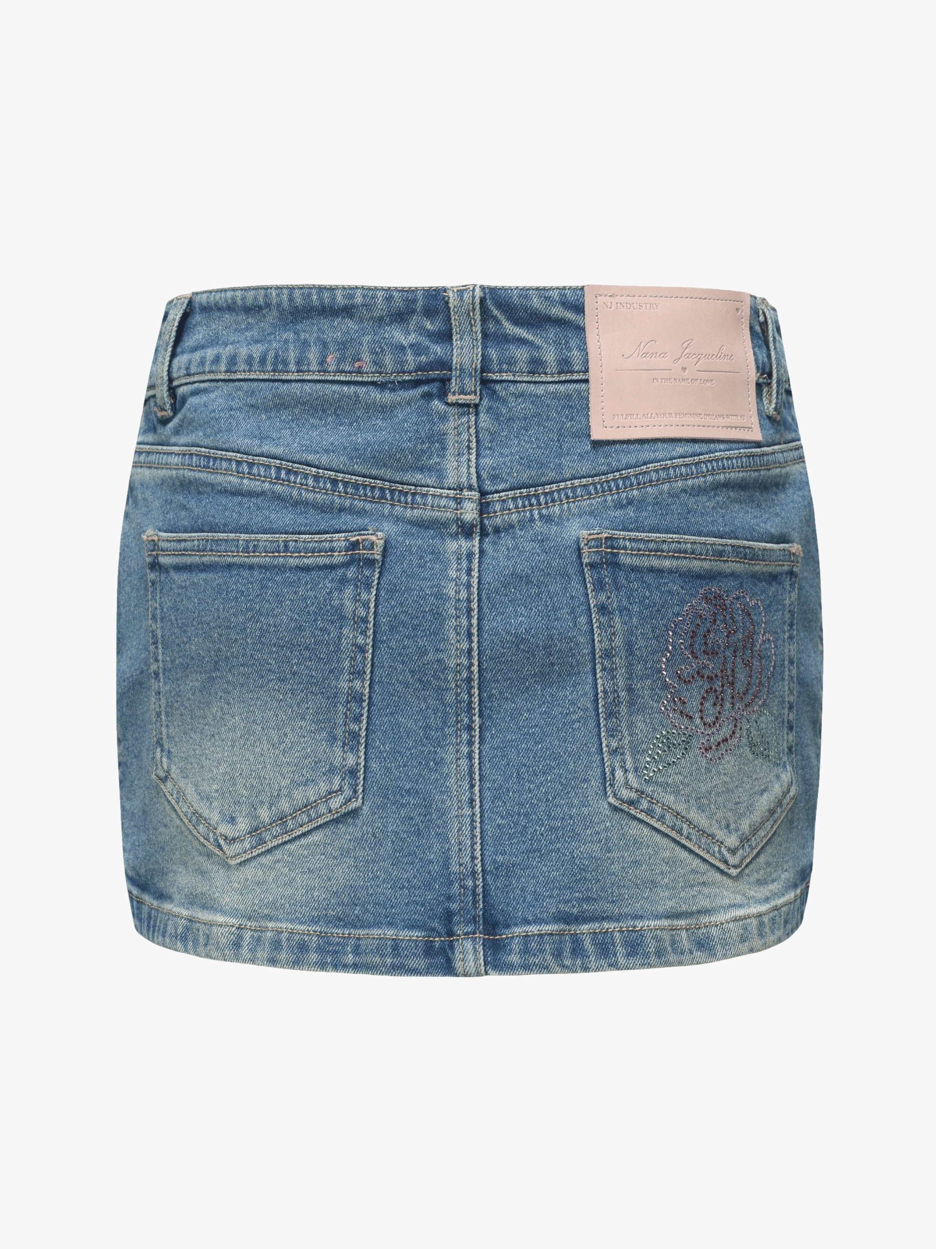 Chloe Rose Denim Mini Skirt in Blue made by Nana Jacqueline