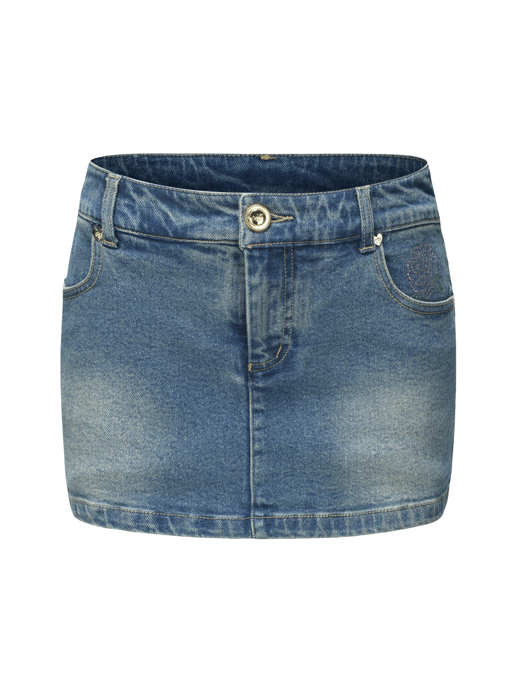 Chloe Rose Denim Mini Skirt in Blue made by Nana Jacqueline