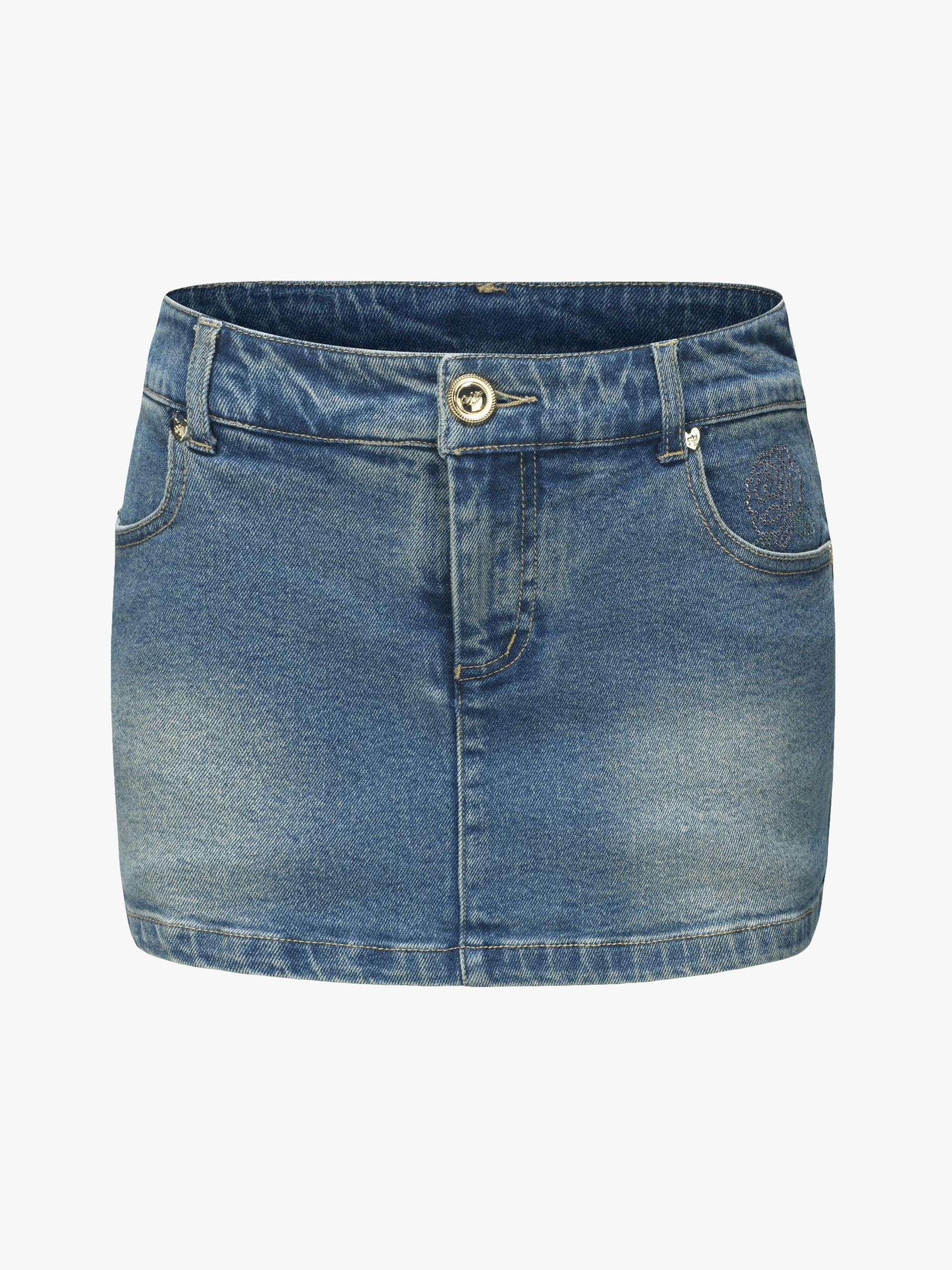 Chloe Rose Denim Mini Skirt in Blue made by Nana Jacqueline
