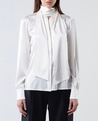 Silk Bow Blouse With Long Sleeves In Ivory made by Vesna W