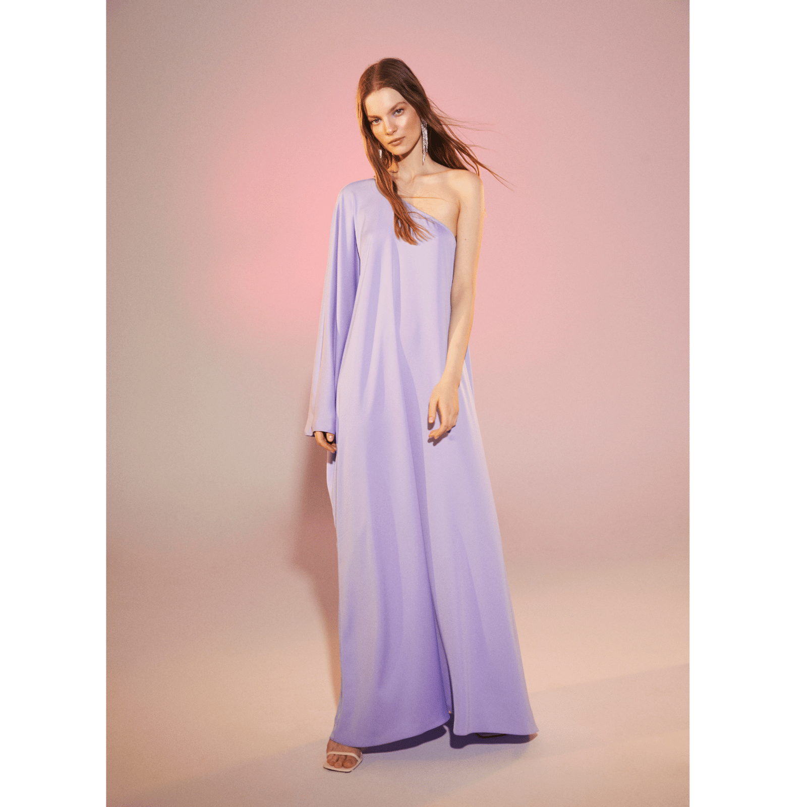 Venus One-Shoulder Maxi Dress in Lavender in Purple made by Nazli Ceren