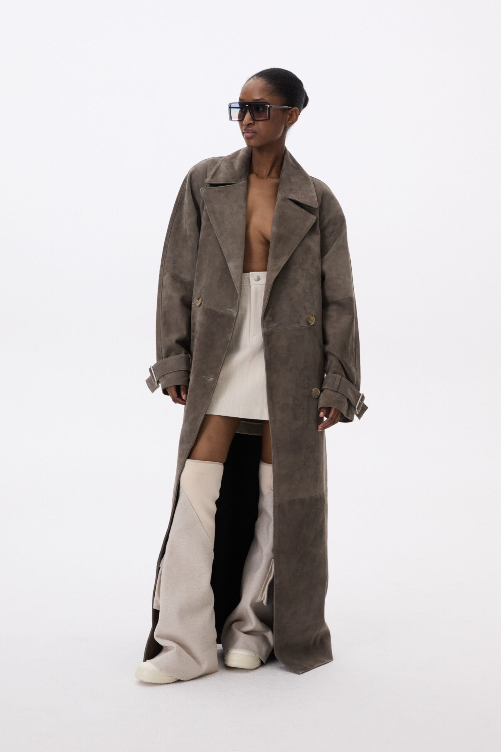 Long Leather Coat With Belt made by YAVORSKA