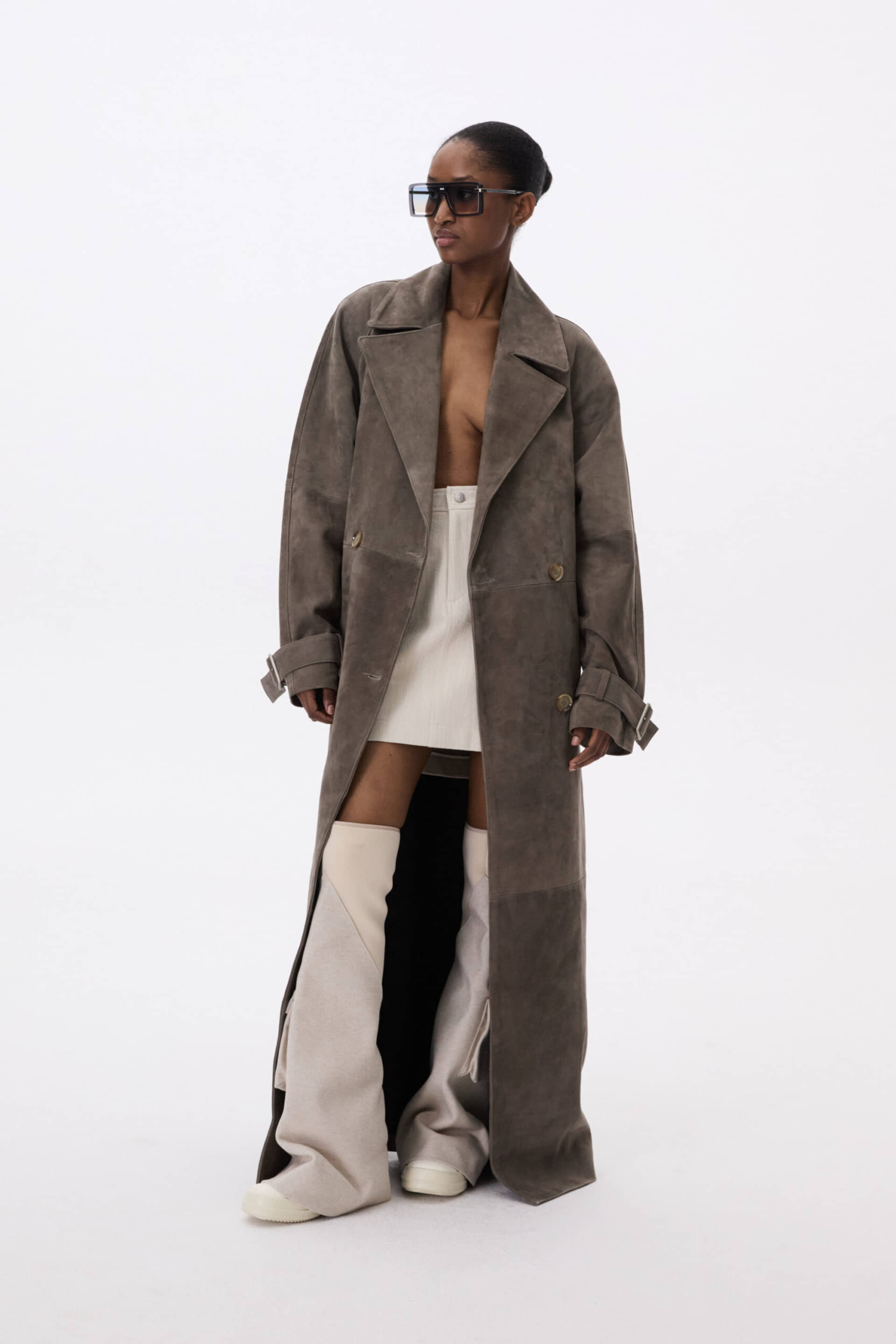 Long Leather Coat With Belt made by YAVORSKA