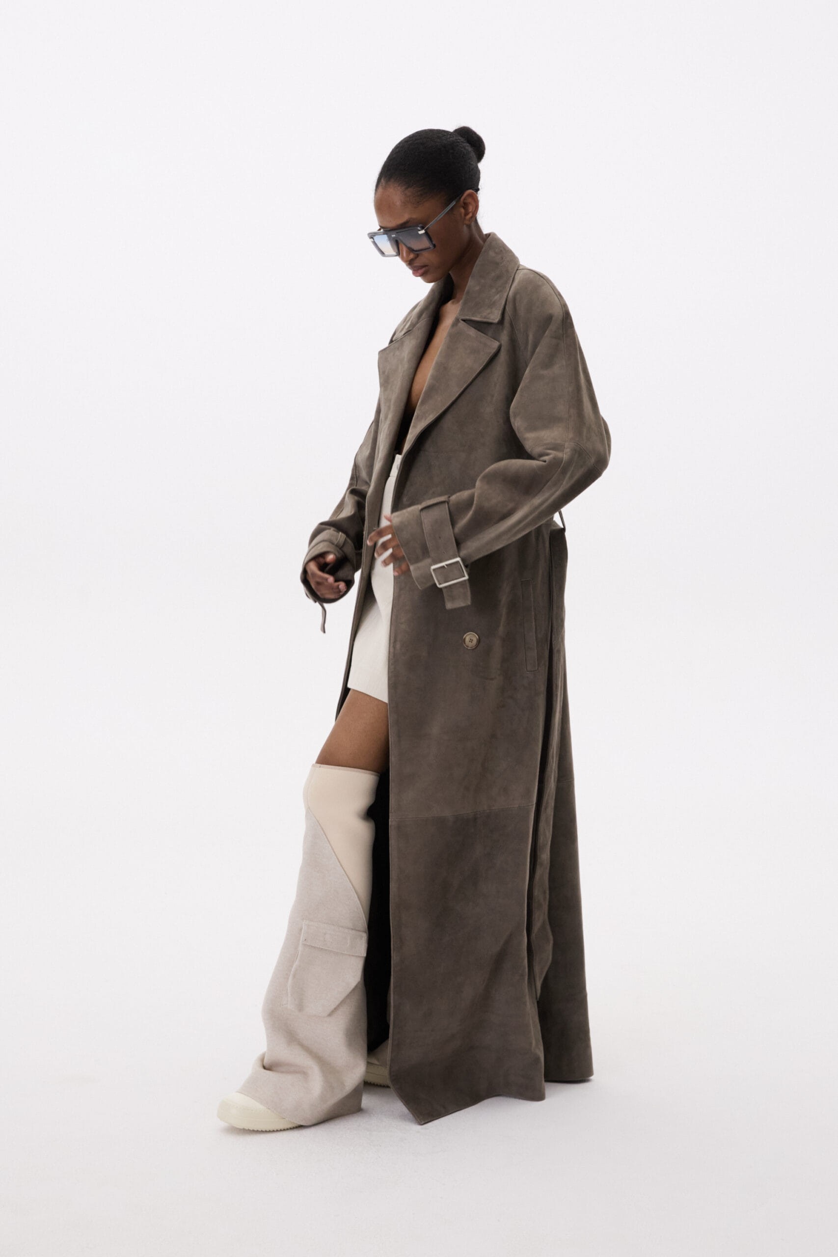 Long Leather Coat With Belt made by YAVORSKA