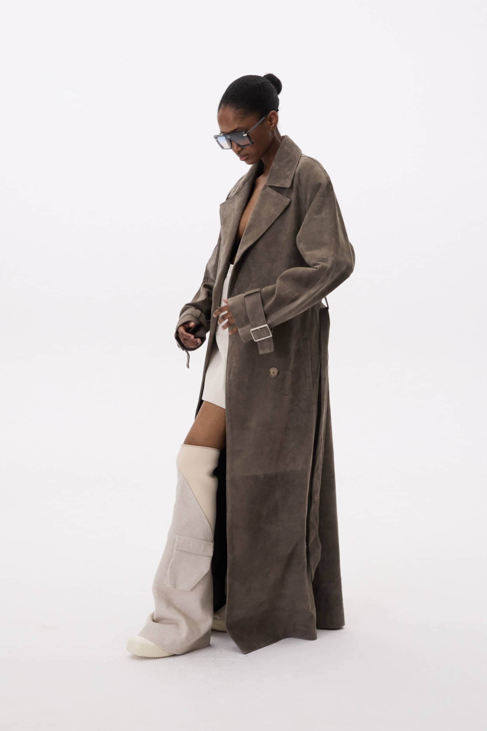 Long Leather Coat With Belt made by YAVORSKA