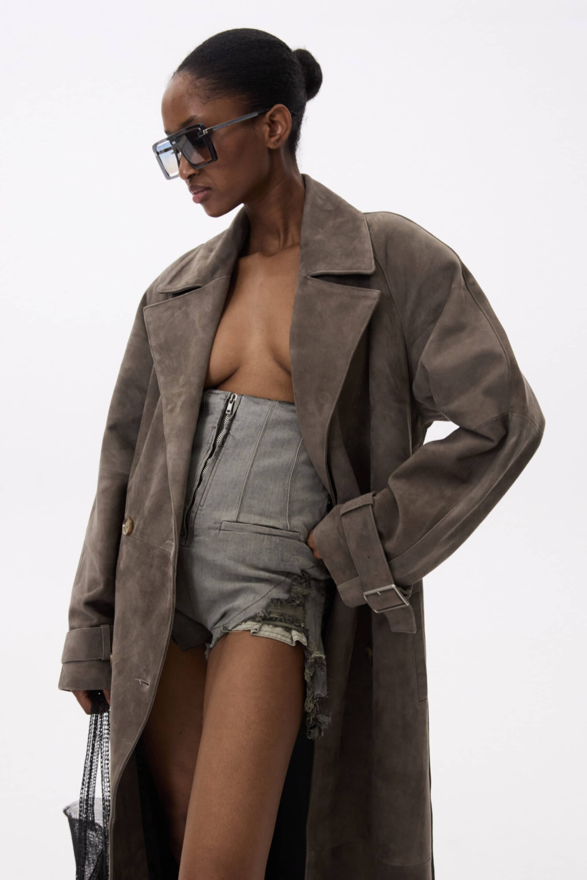 Long Leather Coat With Belt made by YAVORSKA