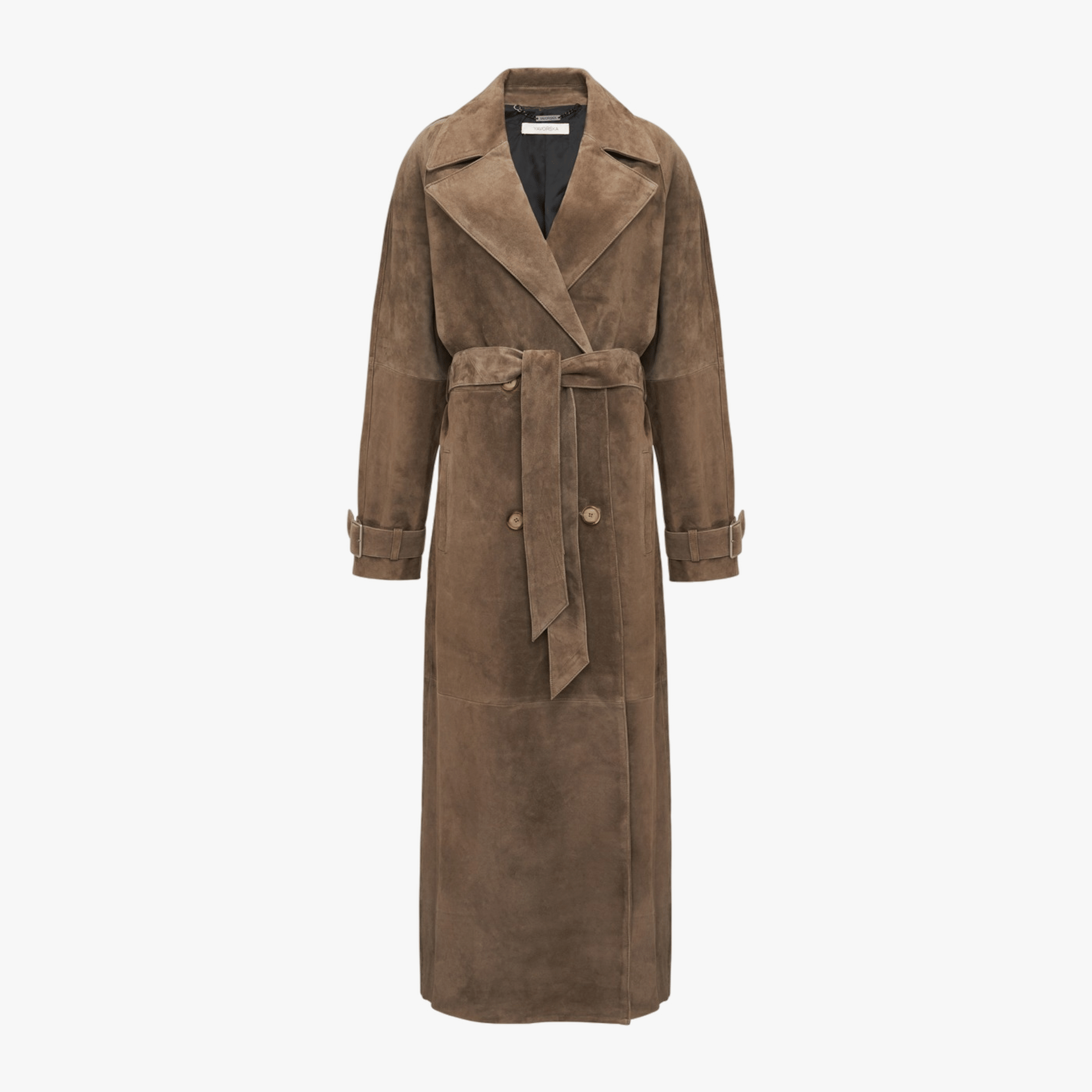 Long Leather Coat With Belt made by YAVORSKA