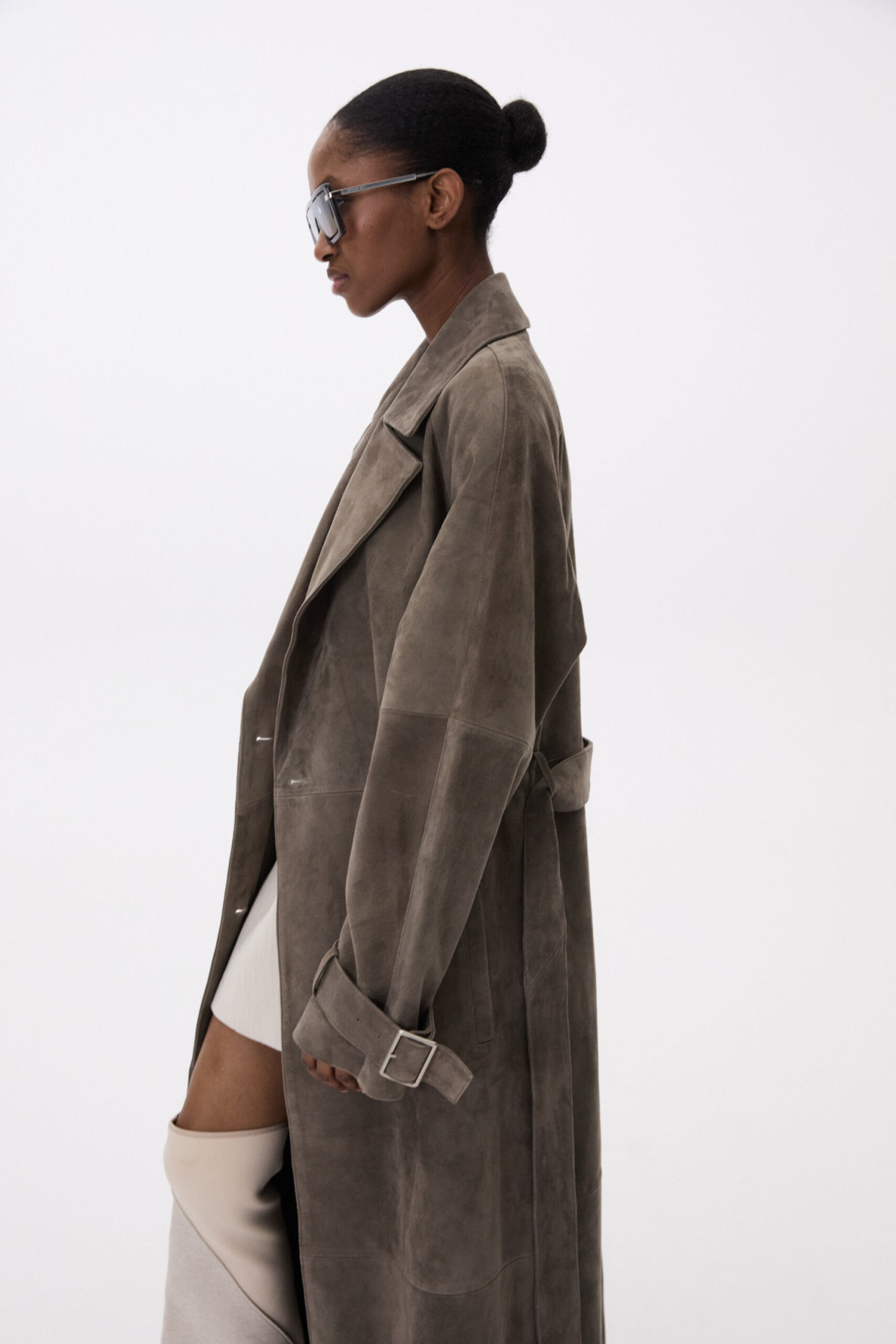 Long Leather Coat With Belt made by YAVORSKA