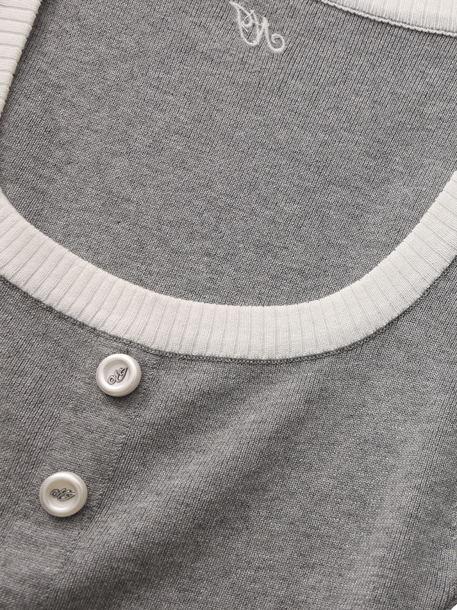 Millie Contrast-Trim Grey Knit Vest made by Nana Jacqueline