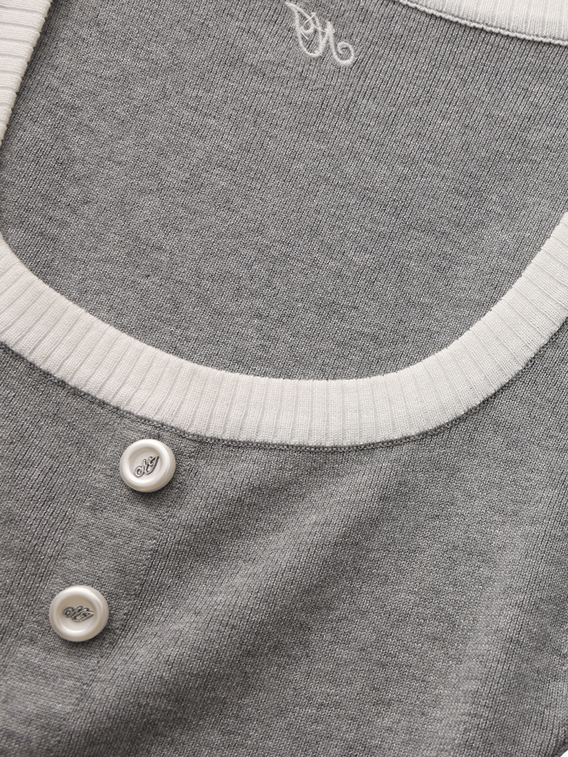 Millie Contrast-Trim Grey Knit Vest made by Nana Jacqueline