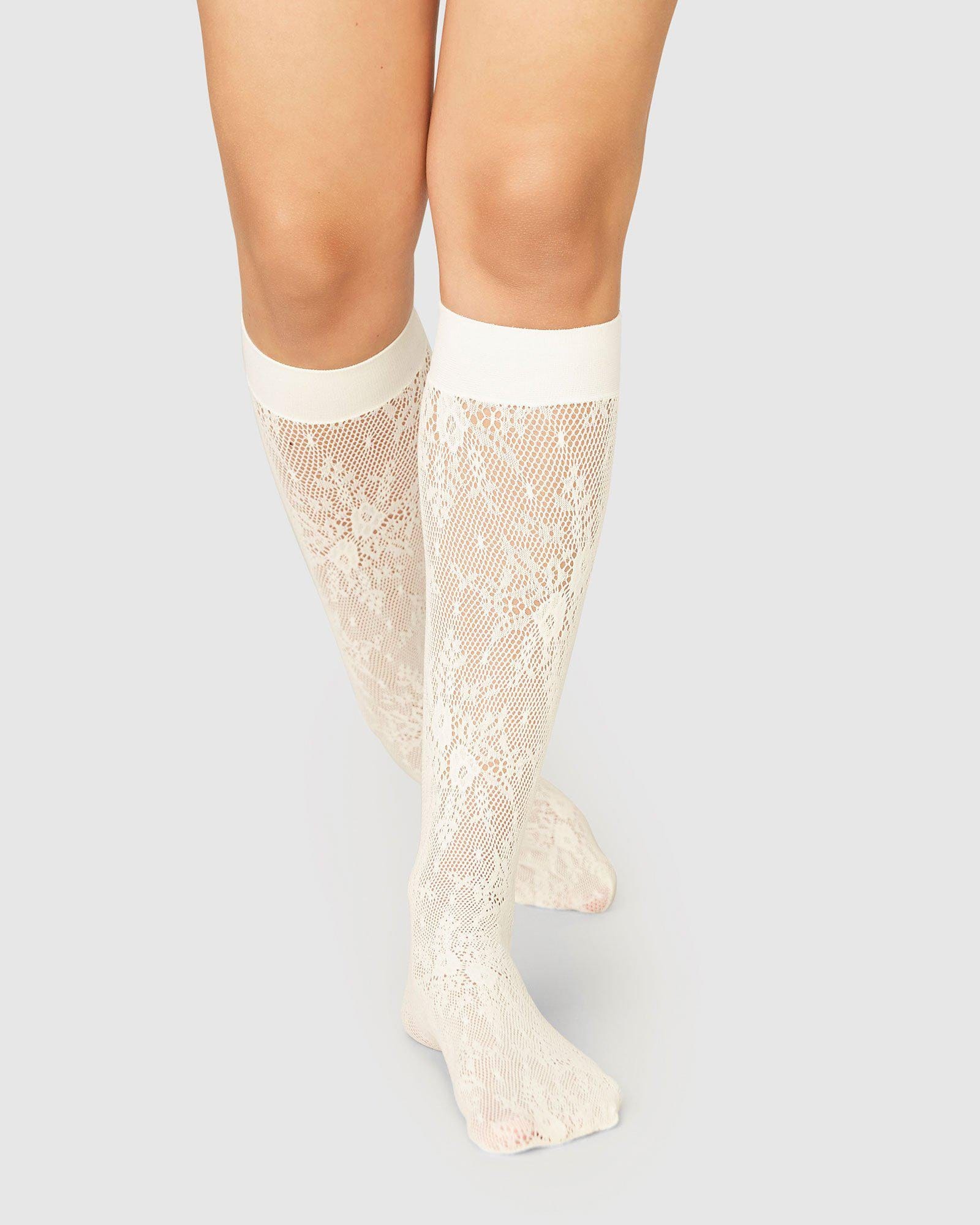 Rosa Lace Knee-Highs made by Swedish Stockings