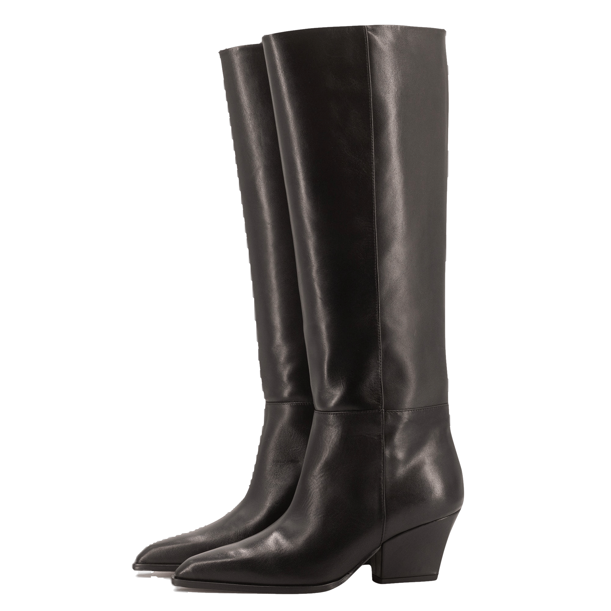 DAKOTA BLACK LEATHER KNEE-HIGH BOOTS made by Toral
