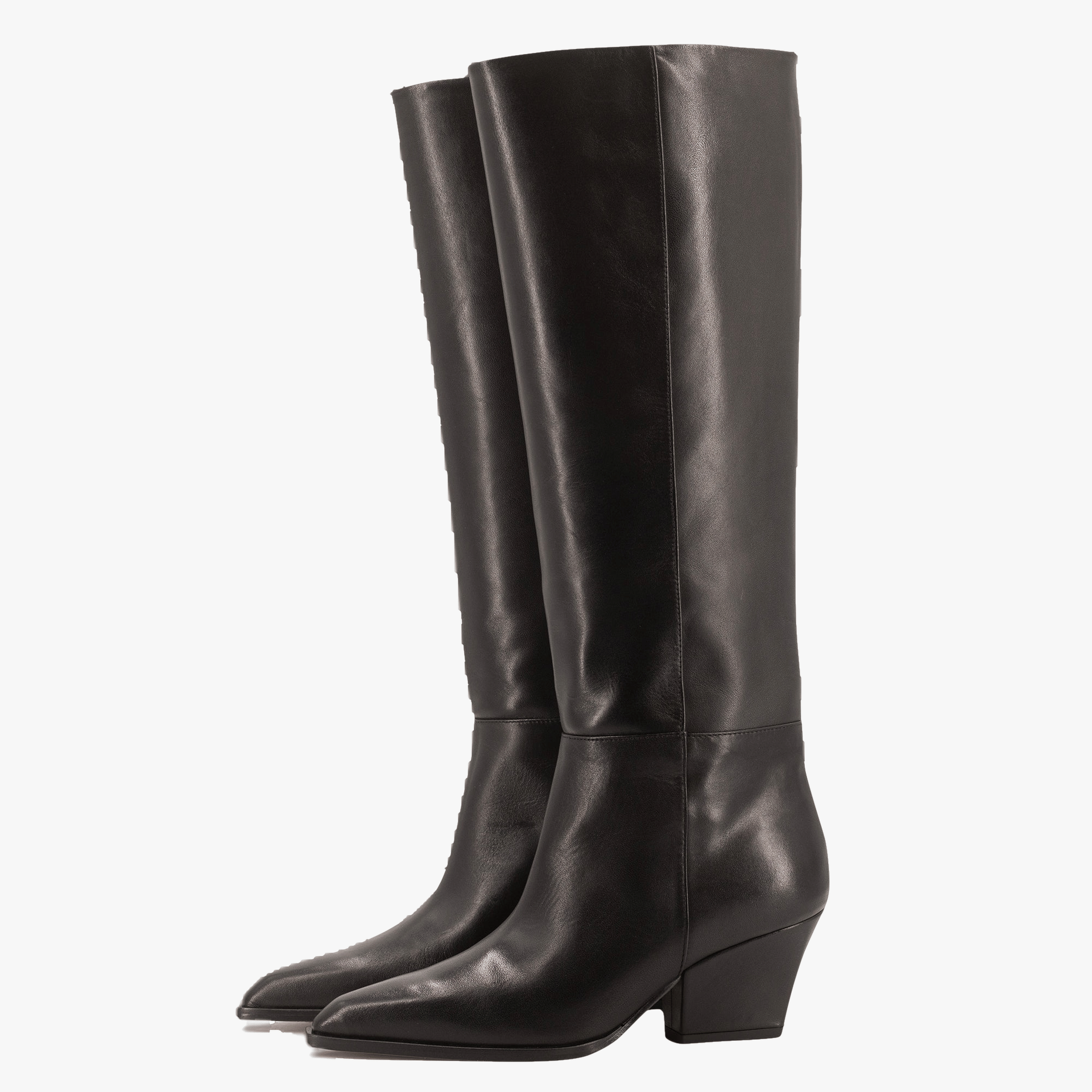 DAKOTA BLACK LEATHER KNEE-HIGH BOOTS made by Toral