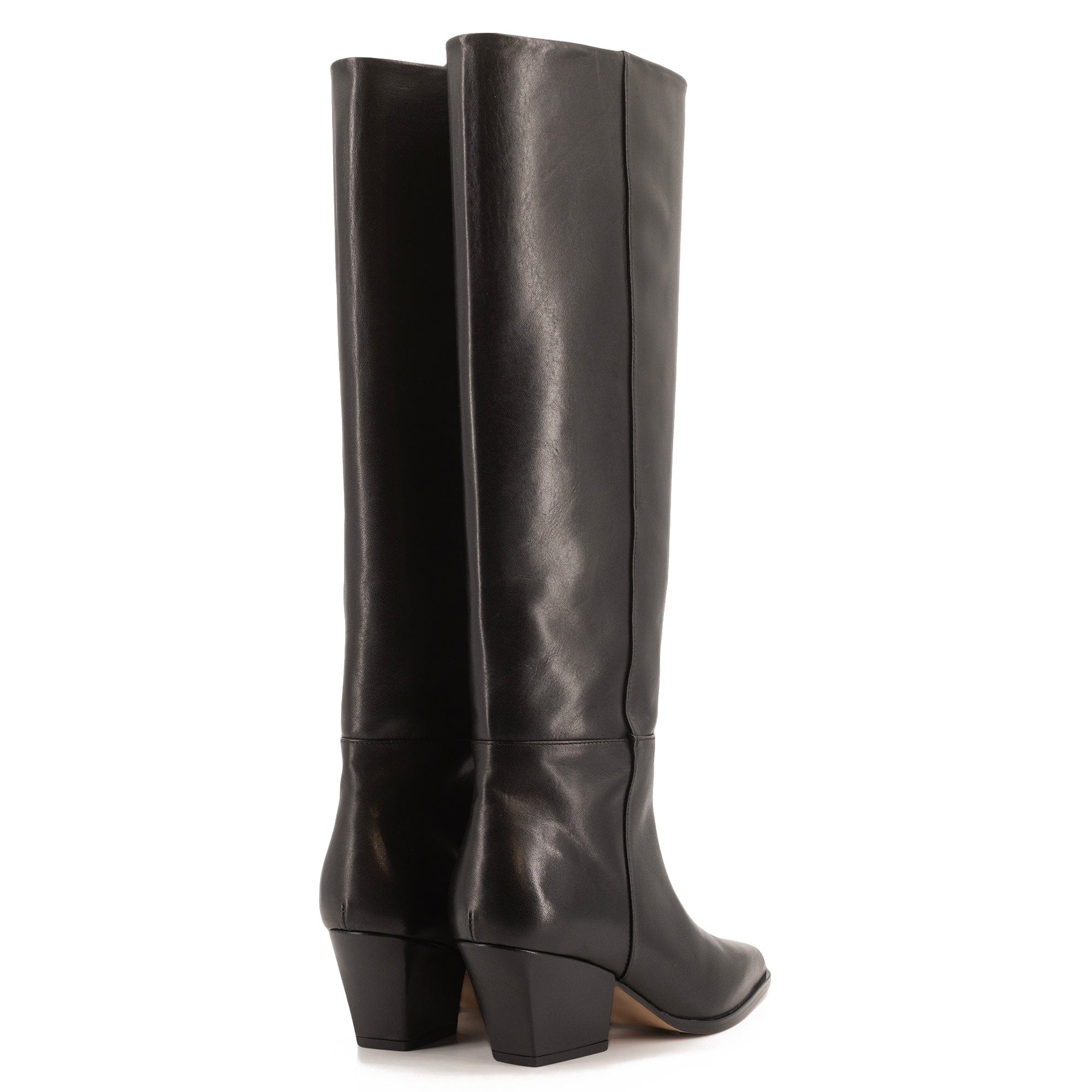 DAKOTA BLACK LEATHER KNEE-HIGH BOOTS made by Toral
