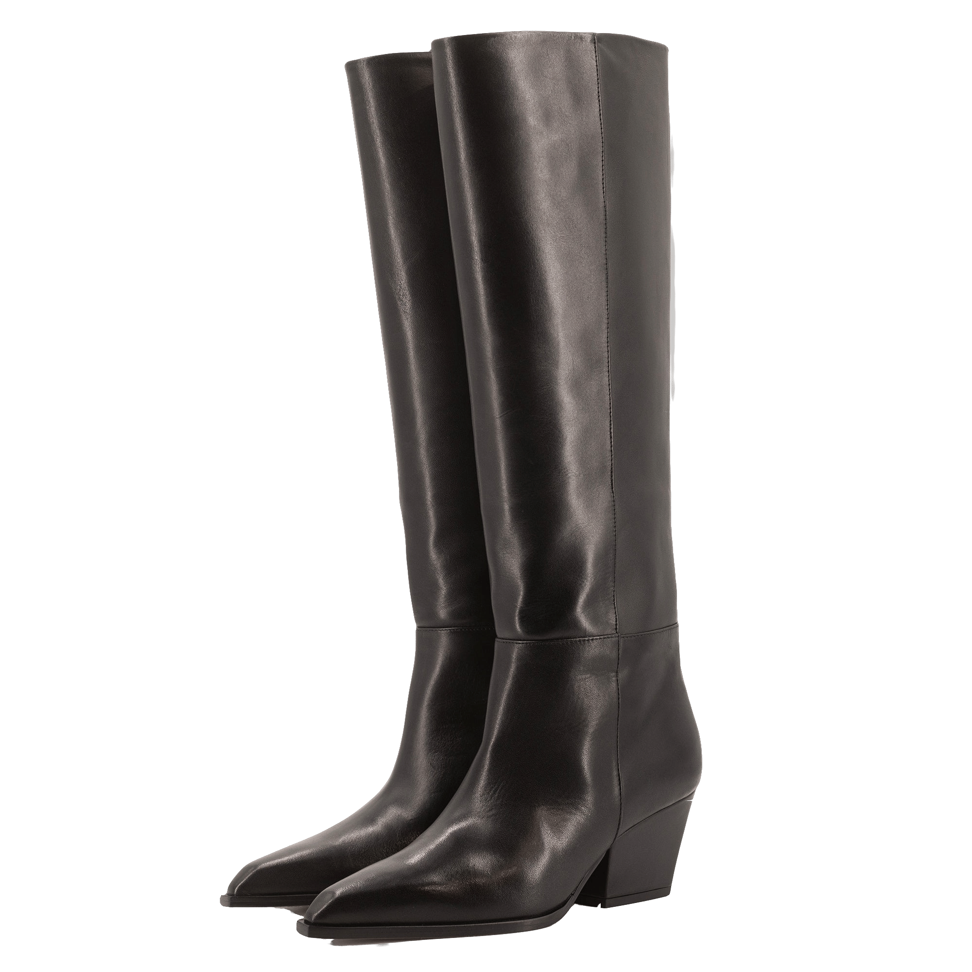 DAKOTA BLACK LEATHER KNEE-HIGH BOOTS made by Toral