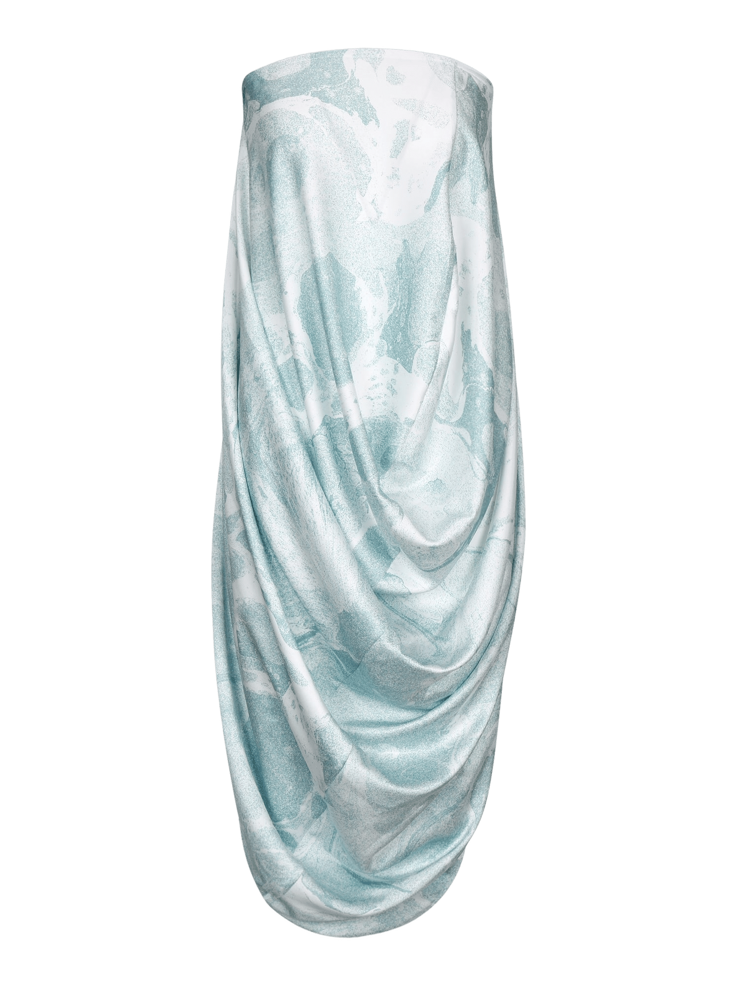 WATER LILY PRINTED STRAPLESS DRAPE DRESS made by YIBRI