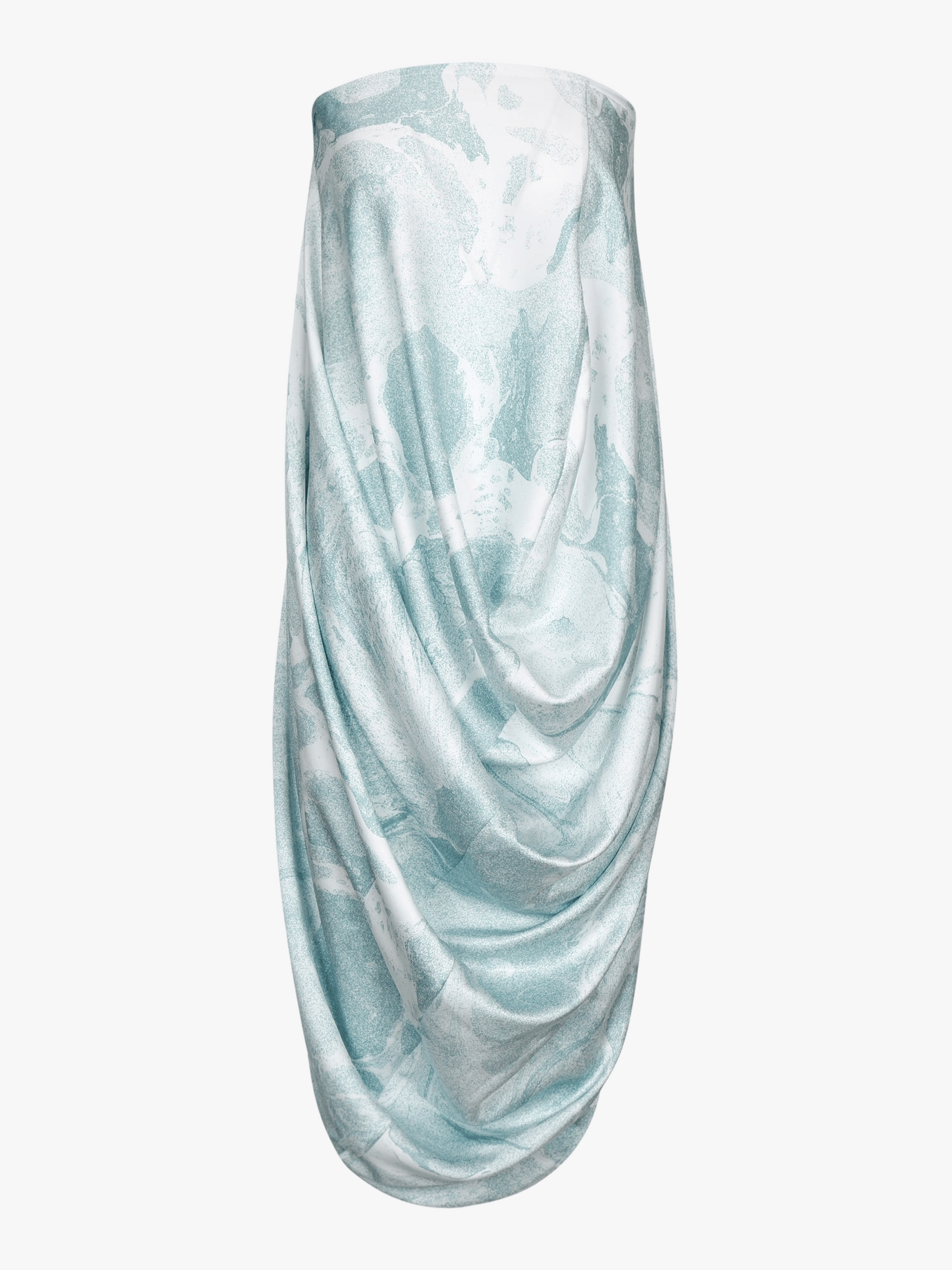 WATER LILY PRINTED STRAPLESS DRAPE DRESS made by YIBRI