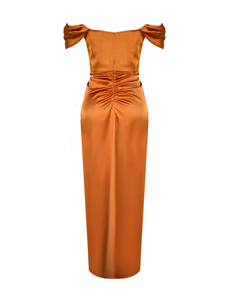 Cloe Satin Dress - Spicy Orange made by Gigii's